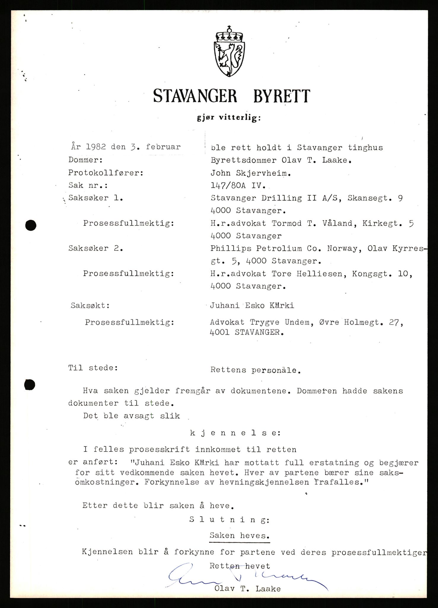 Stavanger byrett, SAST/A-100455/003/F/Fh/Fhb/L0039e: A IV sak nr 147, 1980, p. 838