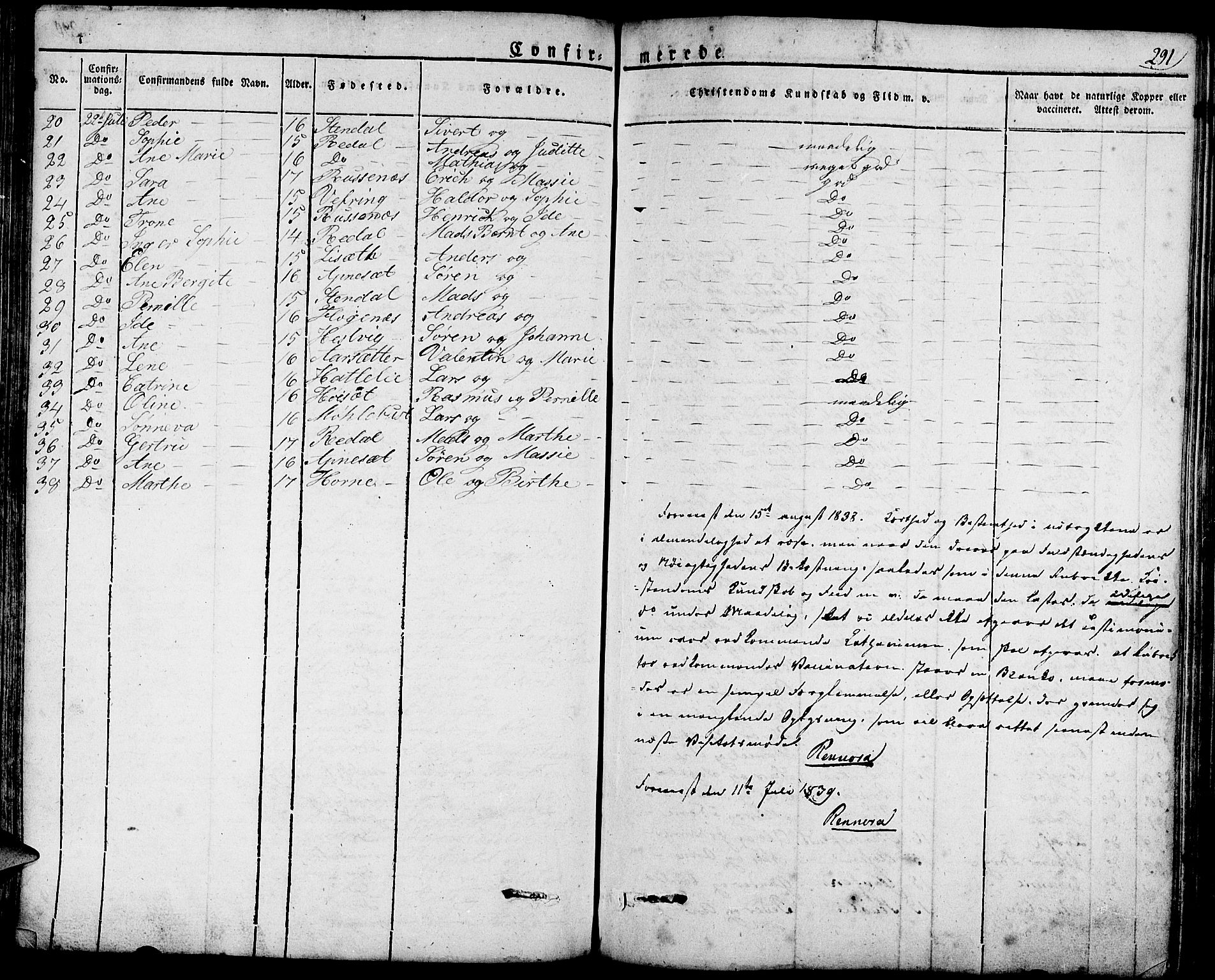 Førde sokneprestembete, AV/SAB-A-79901/H/Haa/Haaa/L0006: Parish register (official) no. A 6, 1821-1842, p. 291