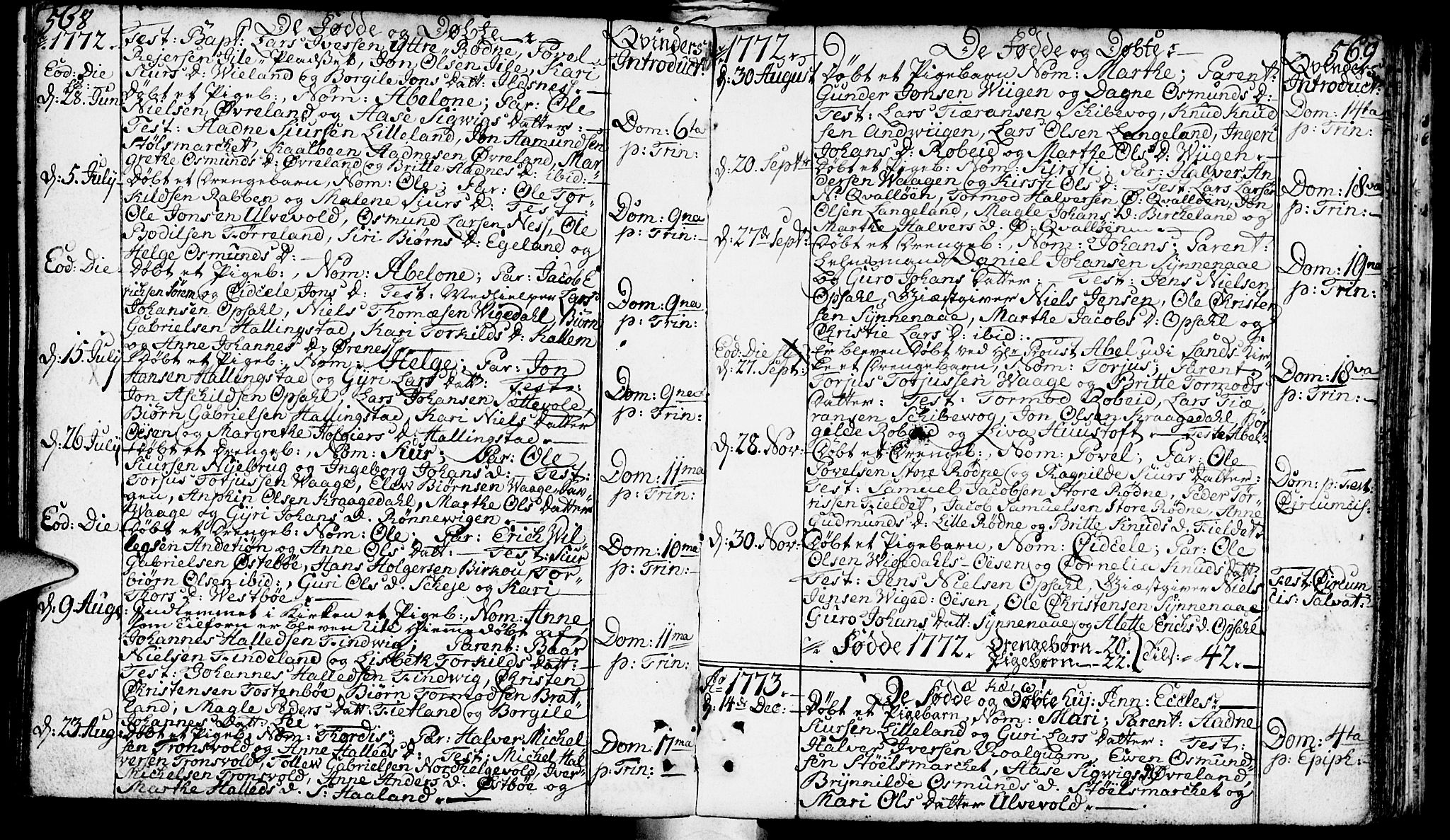 Vikedal sokneprestkontor, AV/SAST-A-101840/01/IV: Parish register (official) no. A 1, 1737-1778, p. 568-569