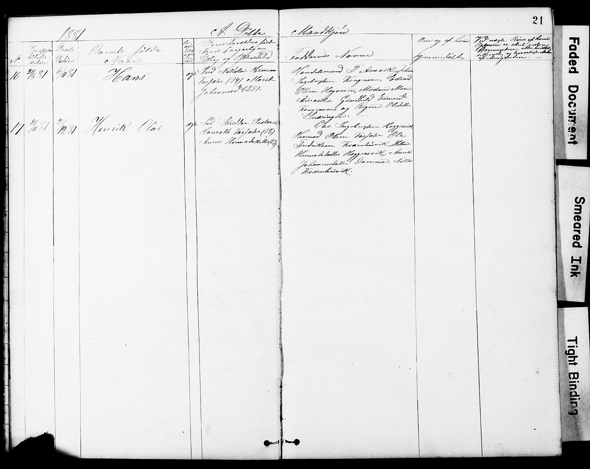 Ministerialprotokoller, klokkerbøker og fødselsregistre - Sør-Trøndelag, SAT/A-1456/634/L0541: Parish register (copy) no. 634C03, 1874-1891, p. 21