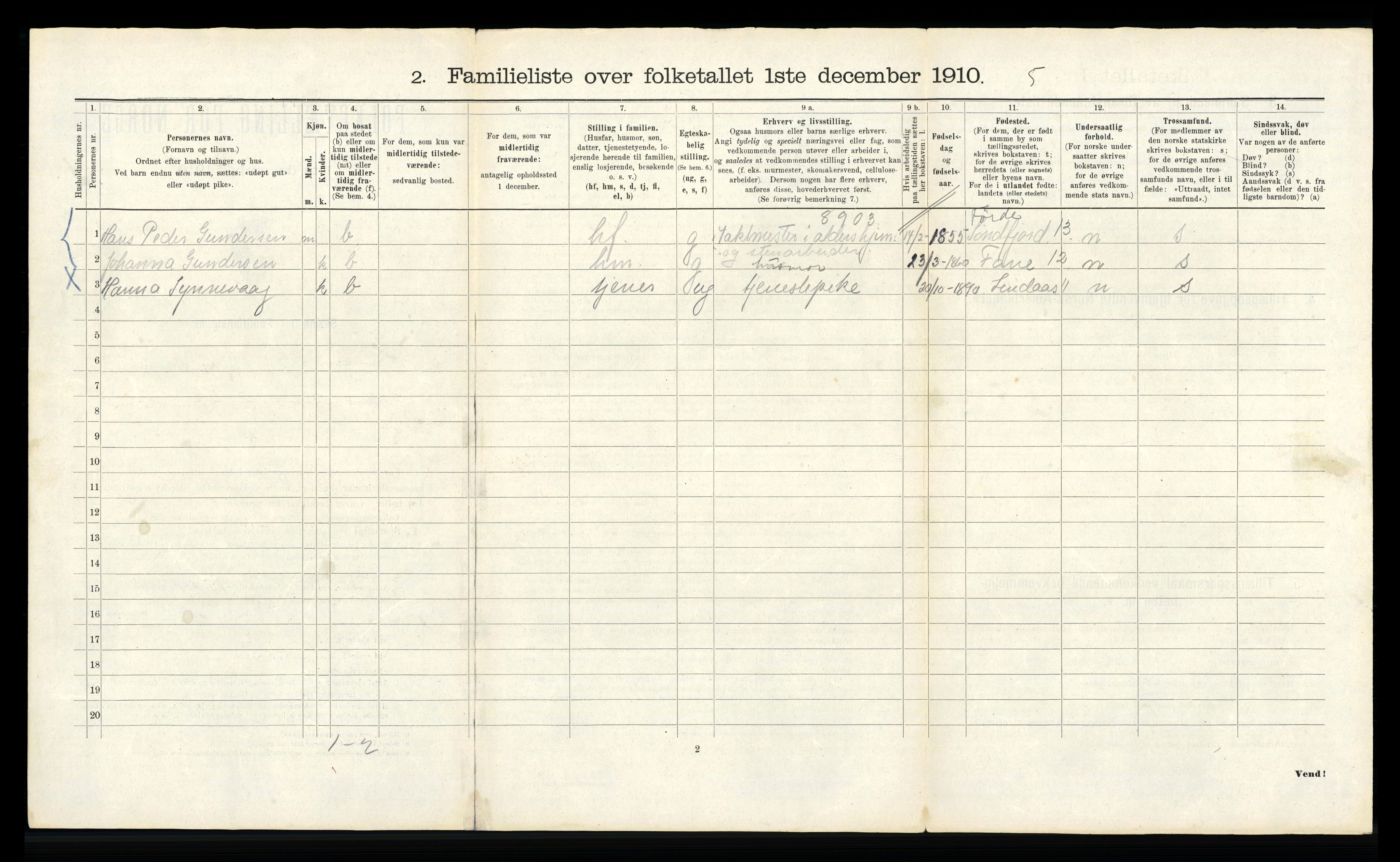 RA, 1910 census for Bergen, 1910, p. 29120