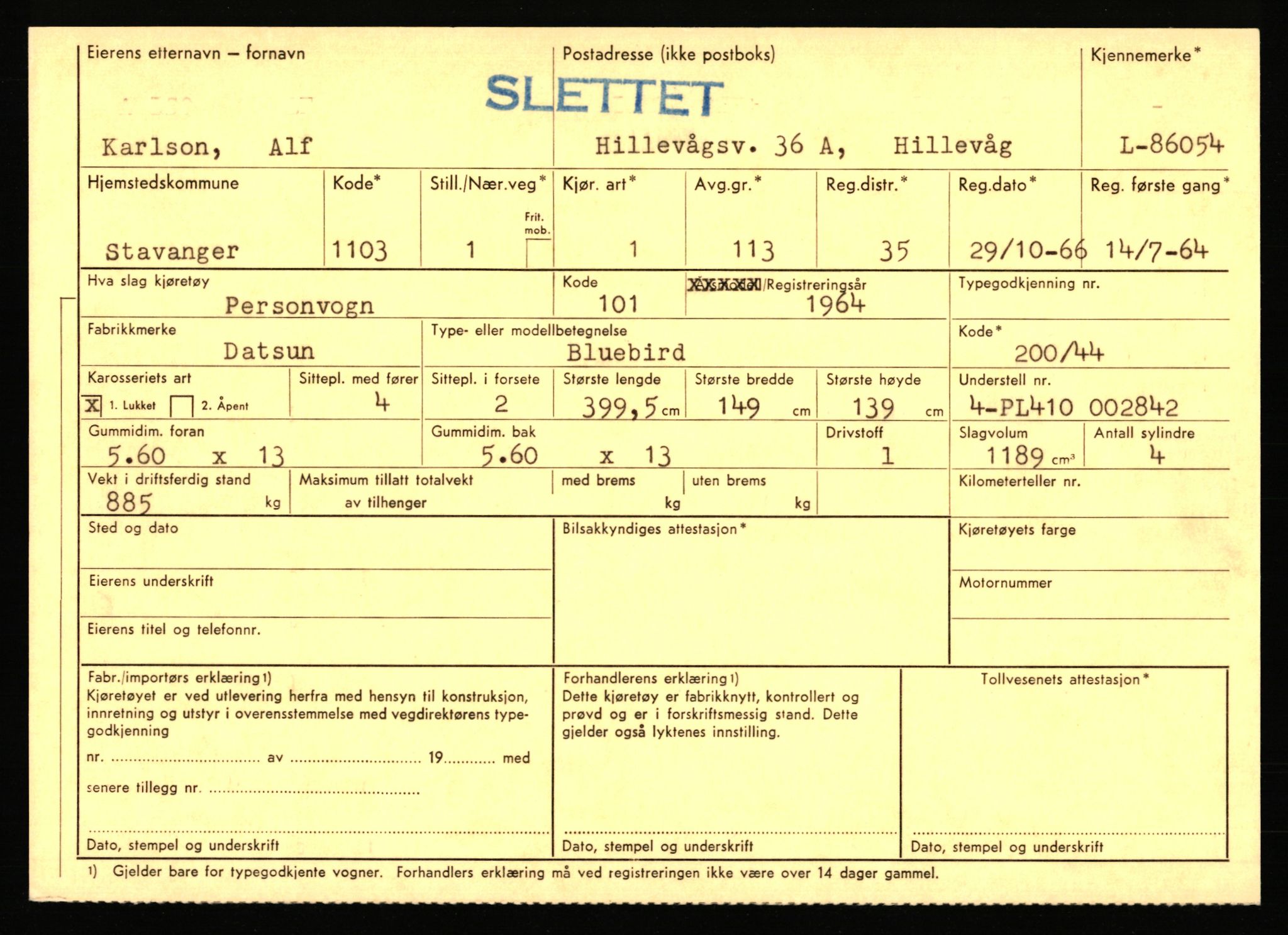 Stavanger trafikkstasjon, SAST/A-101942/0/F/L0073: L-84100 - L-86499, 1930-1971, p. 2015