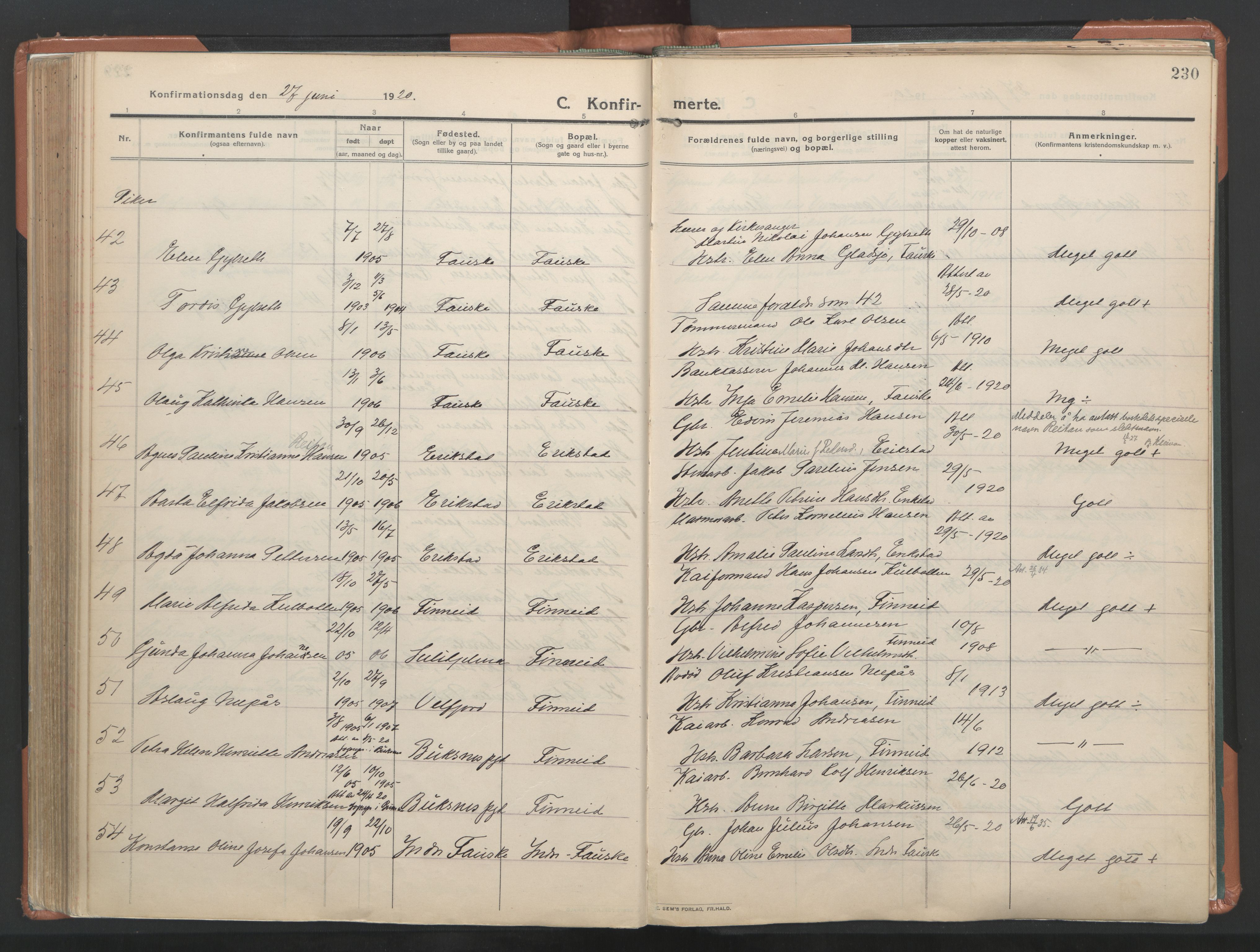 Ministerialprotokoller, klokkerbøker og fødselsregistre - Nordland, AV/SAT-A-1459/849/L0698: Parish register (official) no. 849A09, 1911-1924, p. 230