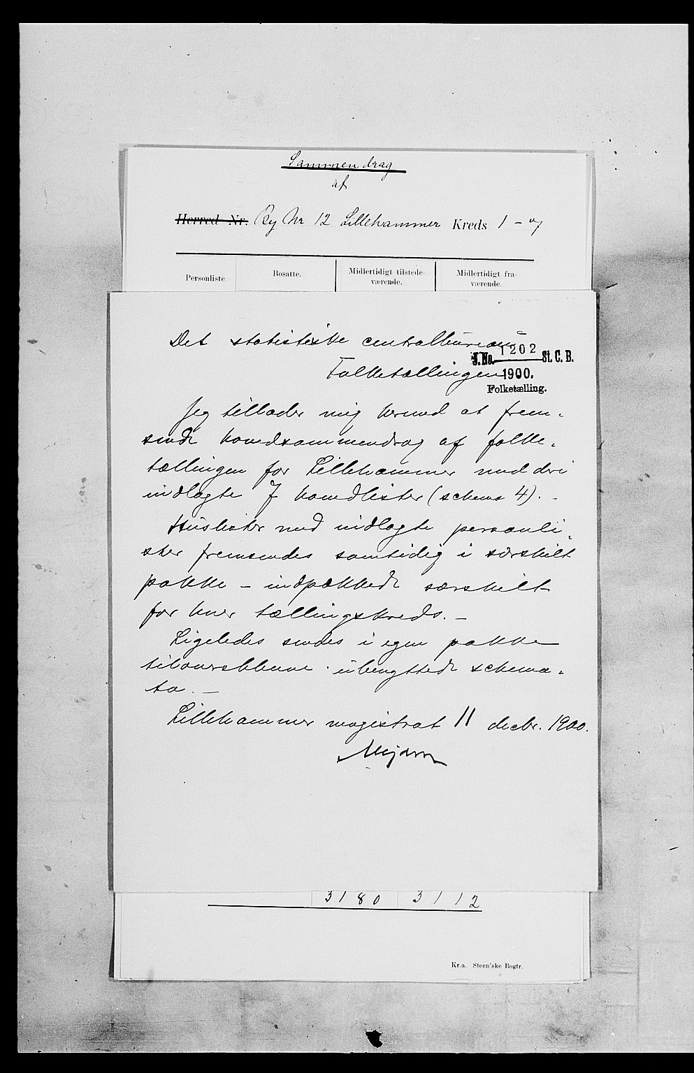 SAH, 1900 census for Lillehammer, 1900, p. 4