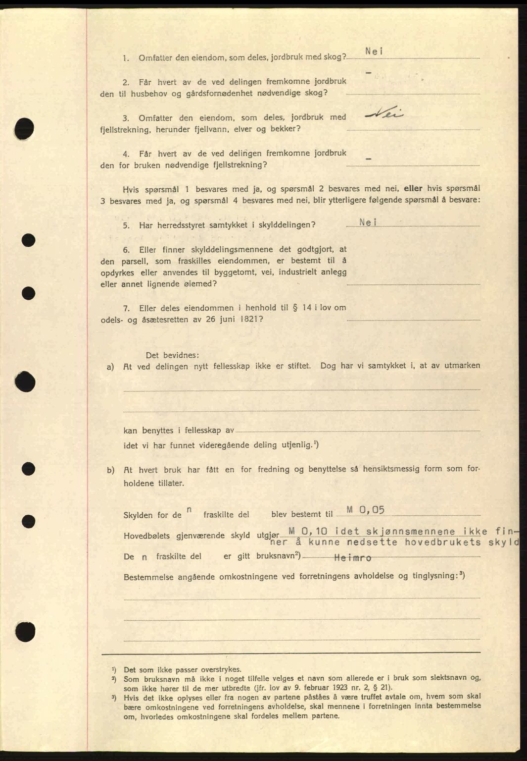 Nordre Sunnmøre sorenskriveri, AV/SAT-A-0006/1/2/2C/2Ca: Mortgage book no. A9, 1940-1940, Diary no: : 1036/1940