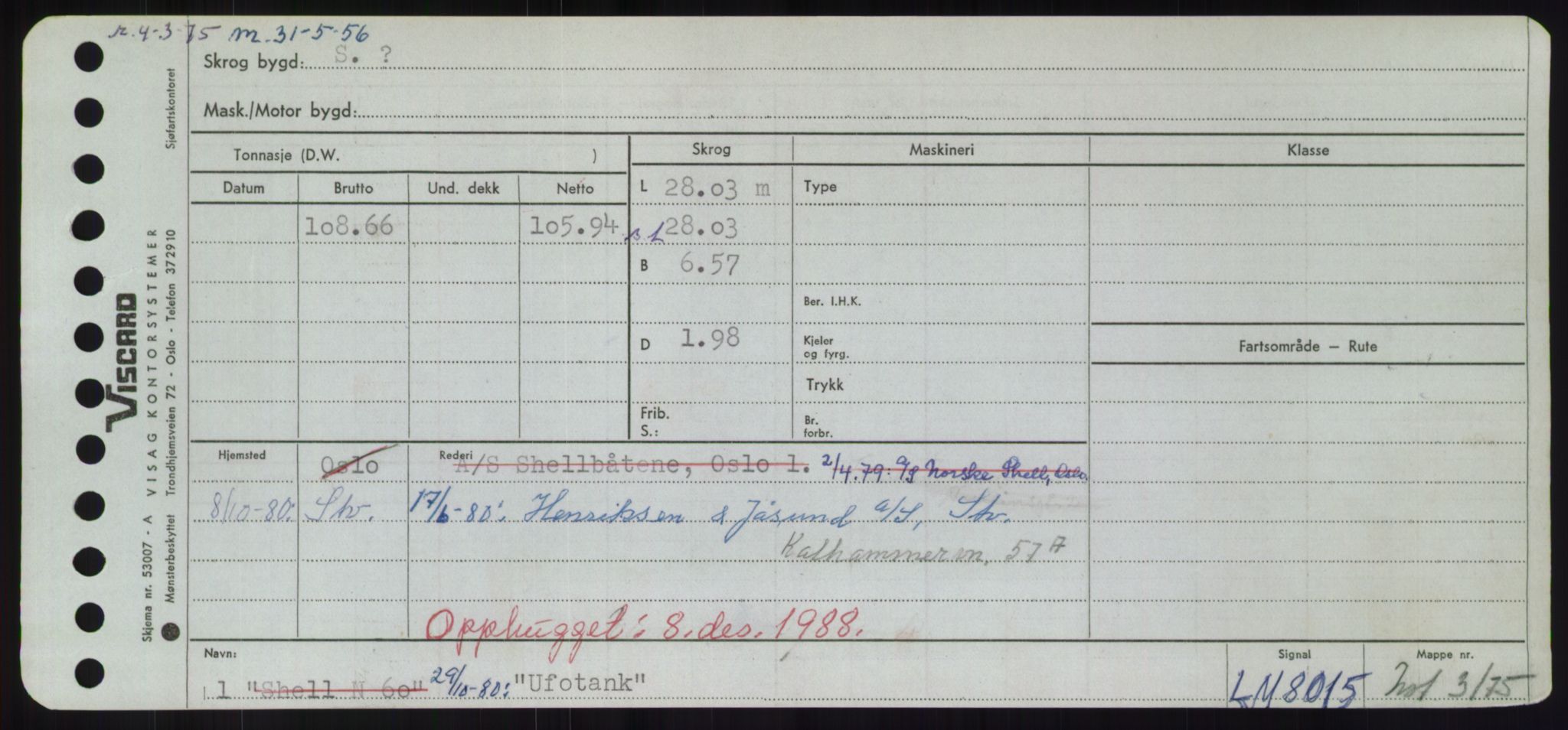 Sjøfartsdirektoratet med forløpere, Skipsmålingen, RA/S-1627/H/Hd/L0040: Fartøy, U-Ve, p. 19