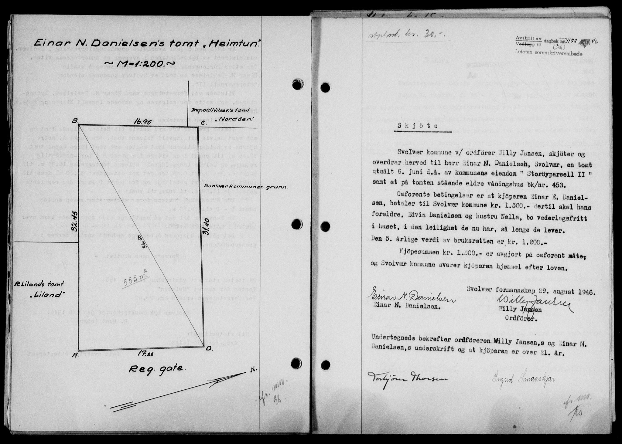 Lofoten sorenskriveri, SAT/A-0017/1/2/2C/L0014a: Mortgage book no. 14a, 1946-1946, Diary no: : 1178/1946