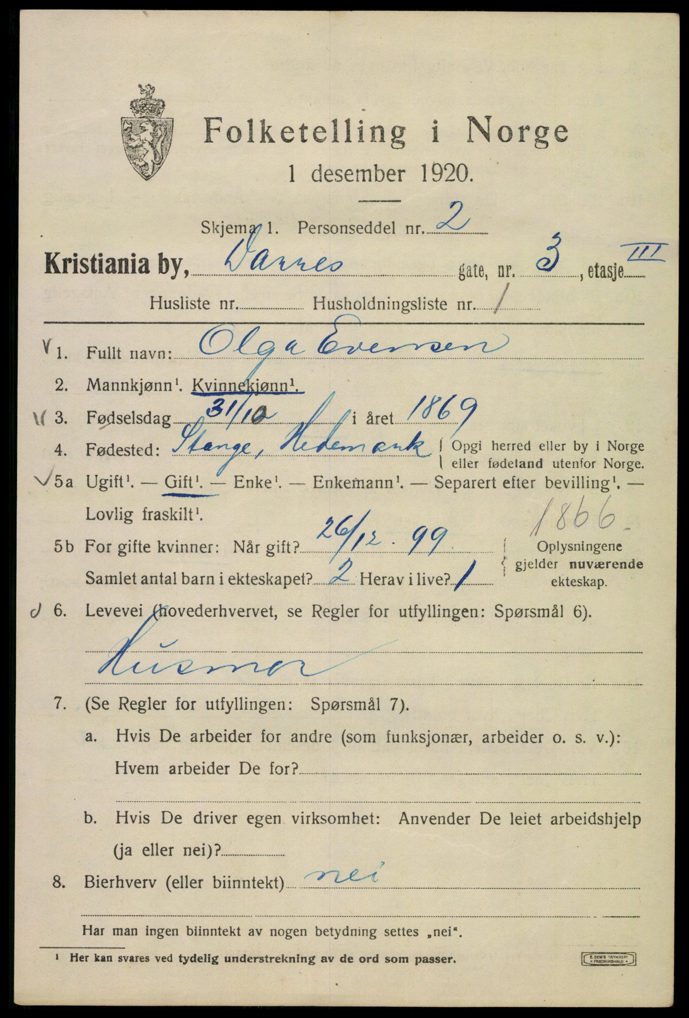 SAO, 1920 census for Kristiania, 1920, p. 197447