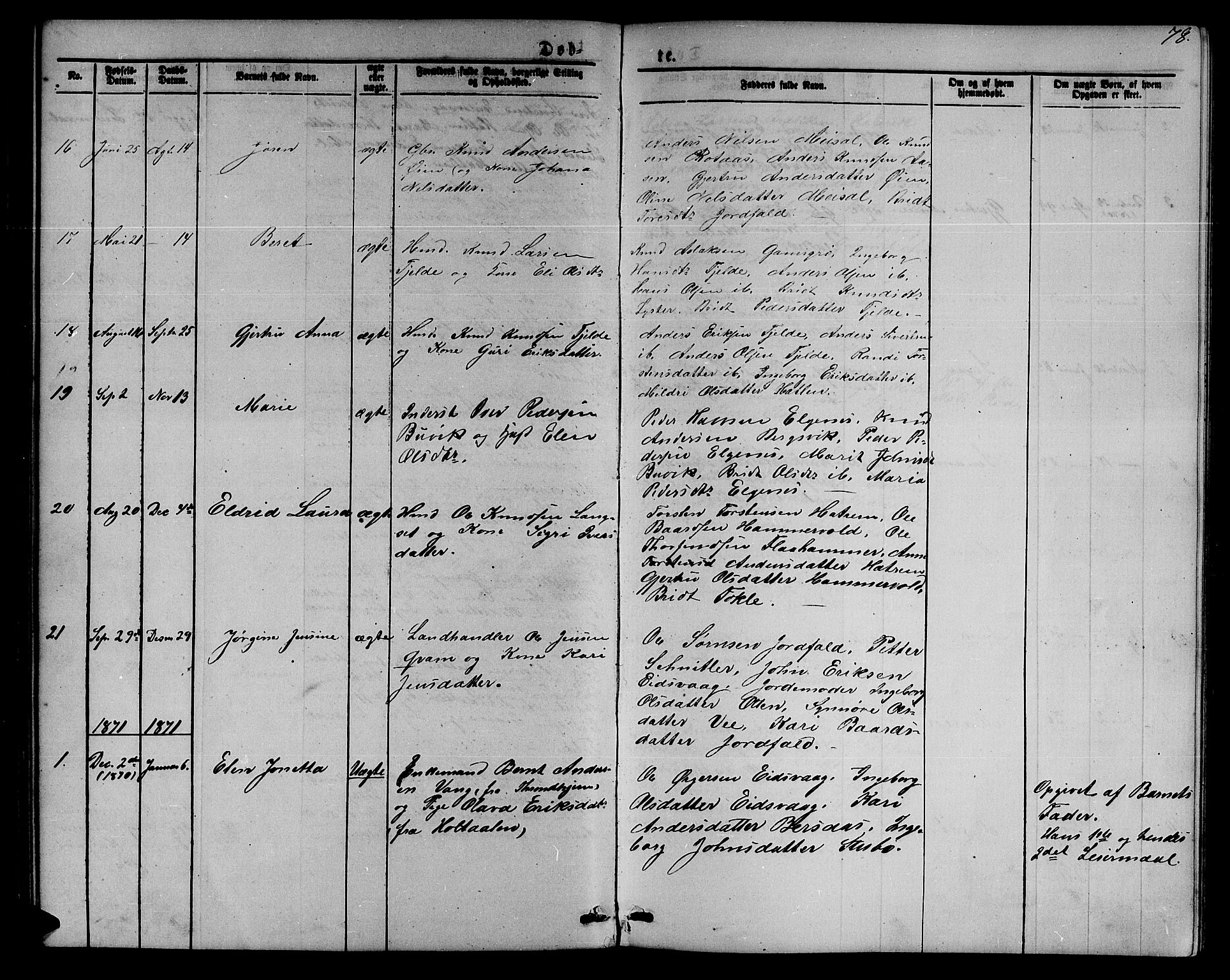 Ministerialprotokoller, klokkerbøker og fødselsregistre - Møre og Romsdal, SAT/A-1454/551/L0630: Parish register (copy) no. 551C02, 1867-1885, p. 78