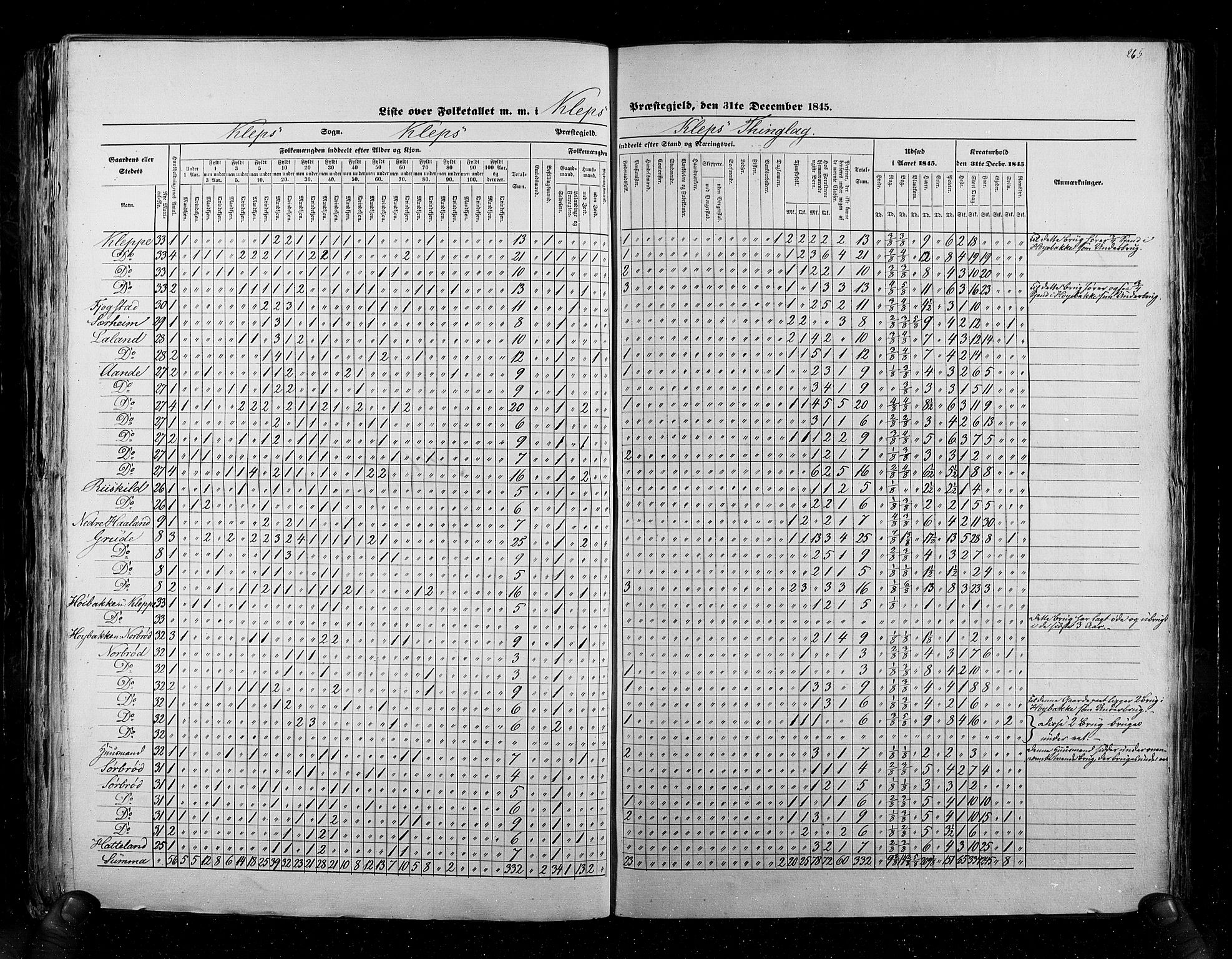 RA, Census 1845, vol. 6: Lister og Mandal amt og Stavanger amt, 1845, p. 265