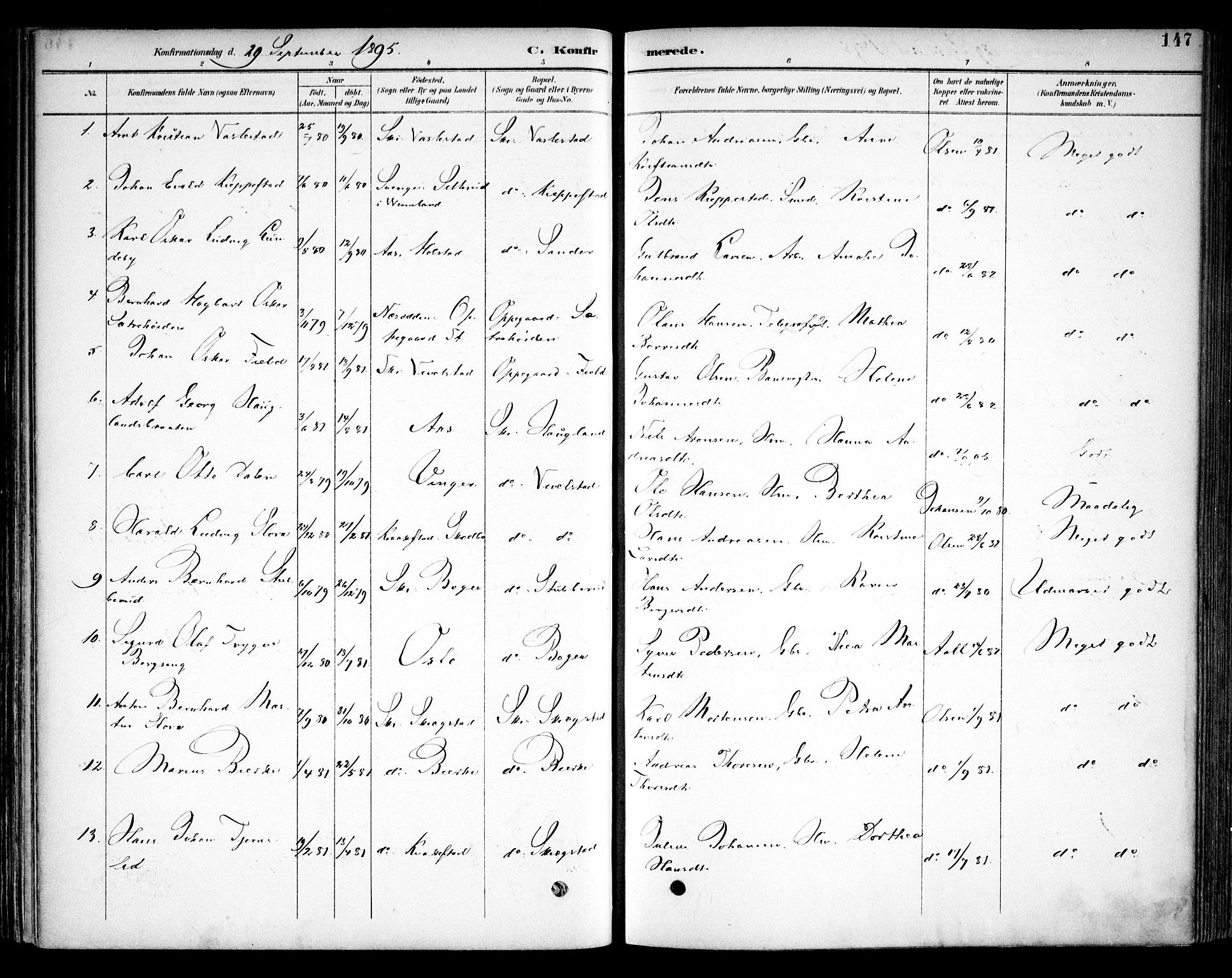 Kråkstad prestekontor Kirkebøker, SAO/A-10125a/F/Fb/L0002: Parish register (official) no. II 2, 1893-1917, p. 147