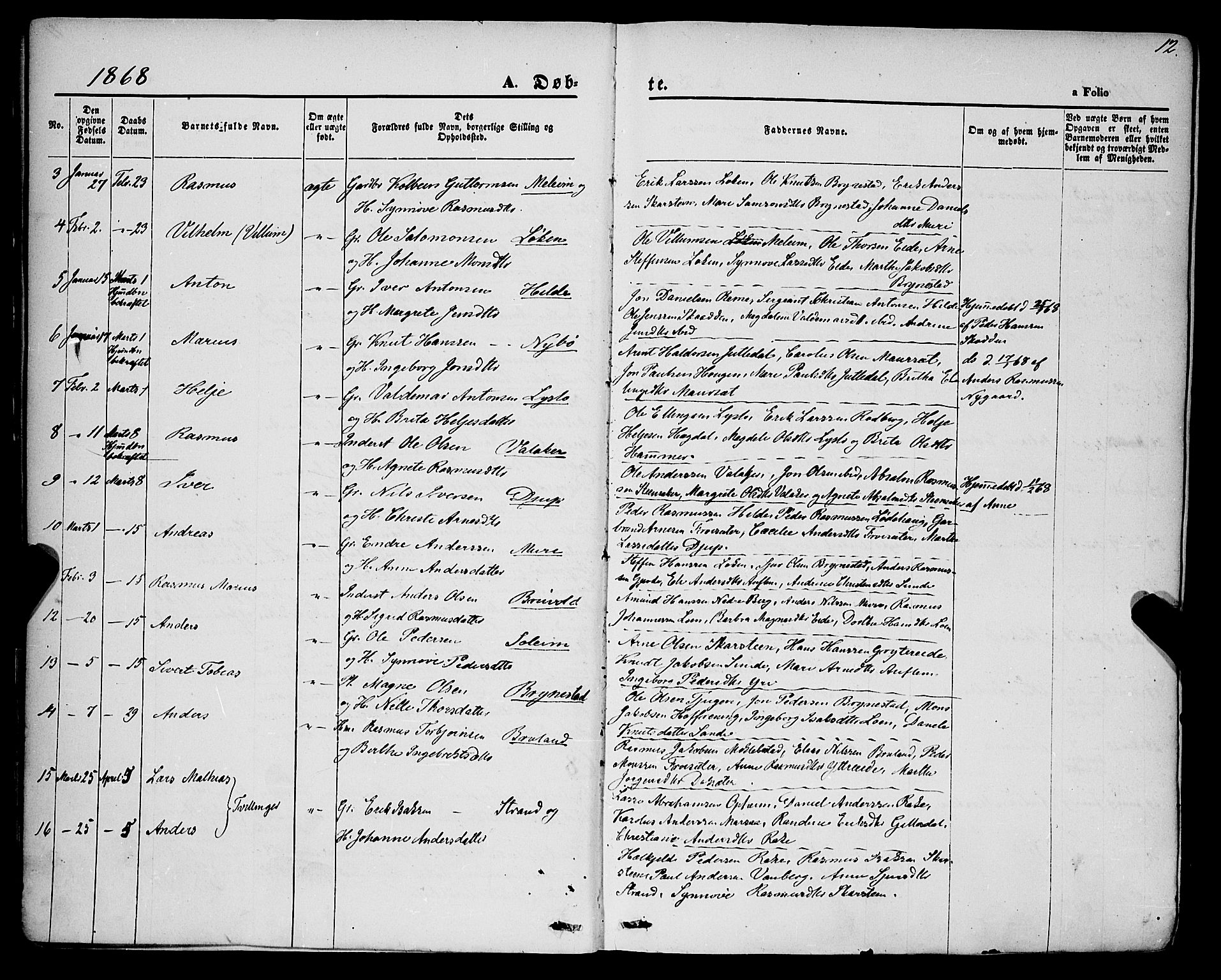 Innvik sokneprestembete, AV/SAB-A-80501: Parish register (official) no. A 6, 1865-1878, p. 12