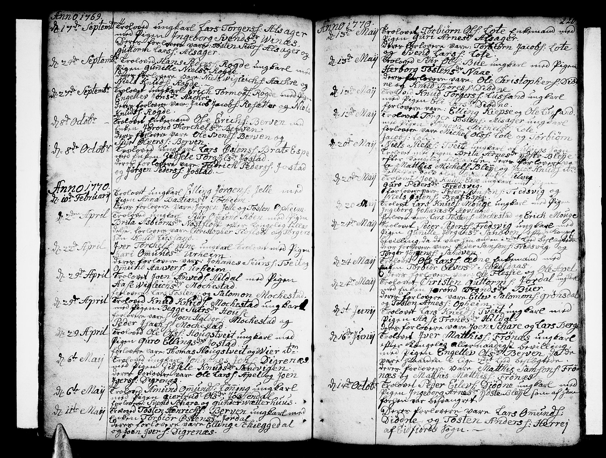 Ullensvang sokneprestembete, AV/SAB-A-78701/H/Haa: Parish register (official) no. A 6 /1, 1758-1788, p. 220