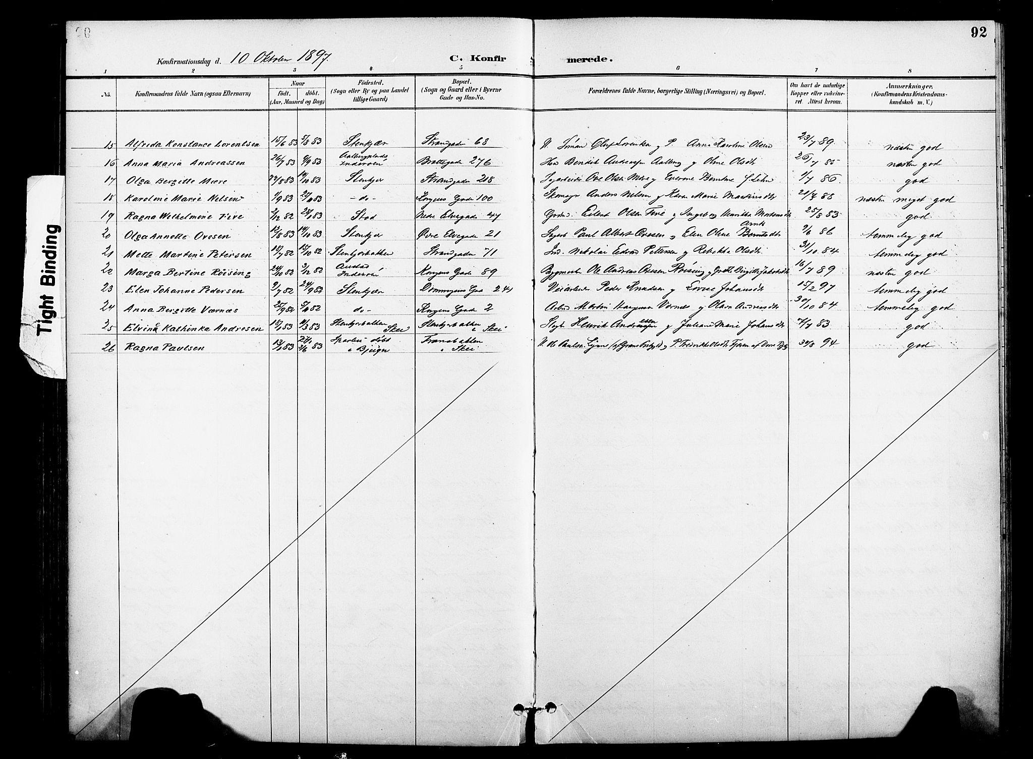 Ministerialprotokoller, klokkerbøker og fødselsregistre - Nord-Trøndelag, SAT/A-1458/739/L0372: Parish register (official) no. 739A04, 1895-1903, p. 92