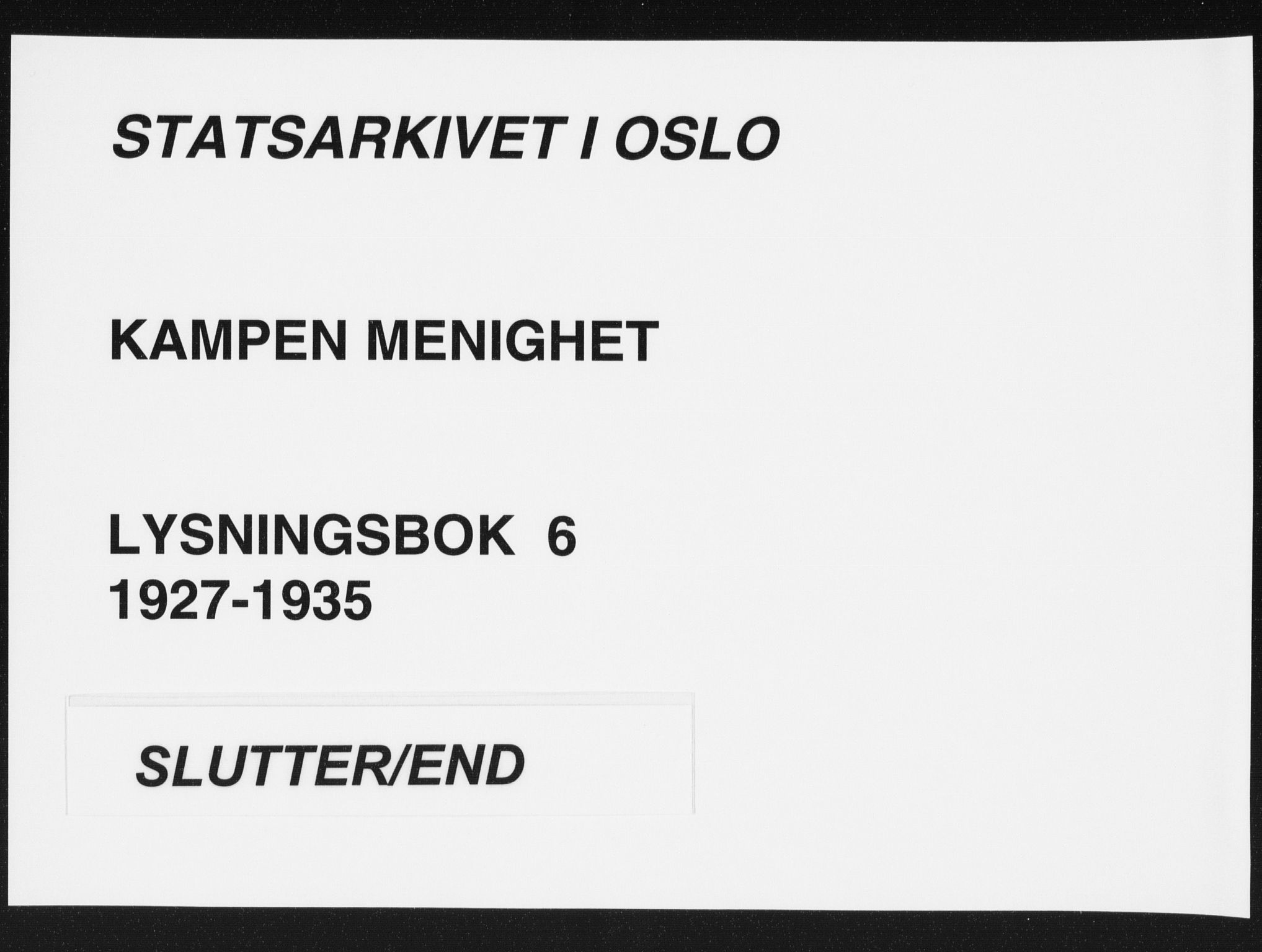 Kampen prestekontor Kirkebøker, SAO/A-10853/H/Ha/L0006: Banns register no. 6, 1927-1935