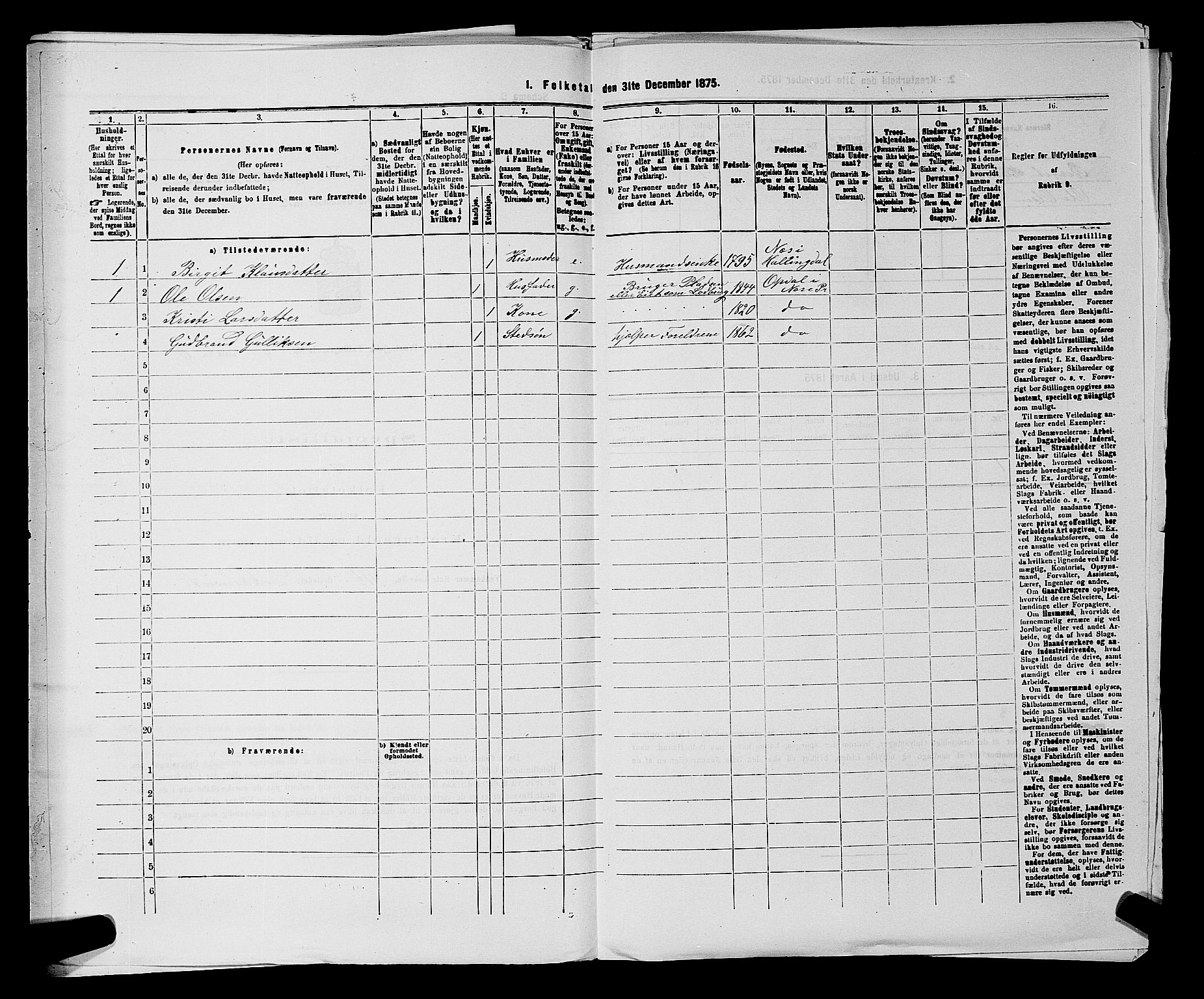 SAKO, 1875 census for 0633P Nore, 1875, p. 609