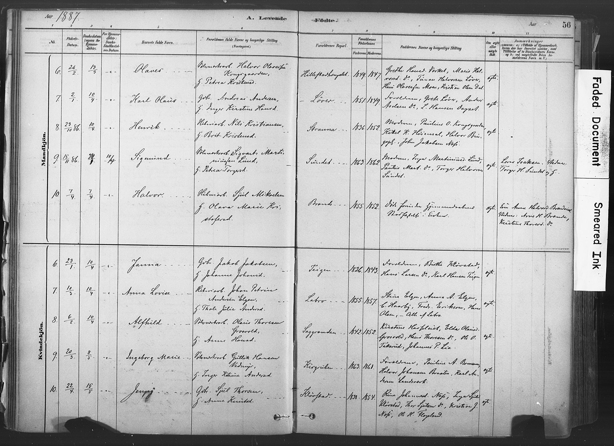 Sandsvær kirkebøker, SAKO/A-244/F/Fd/L0001: Parish register (official) no. IV 1, 1878-1906, p. 56