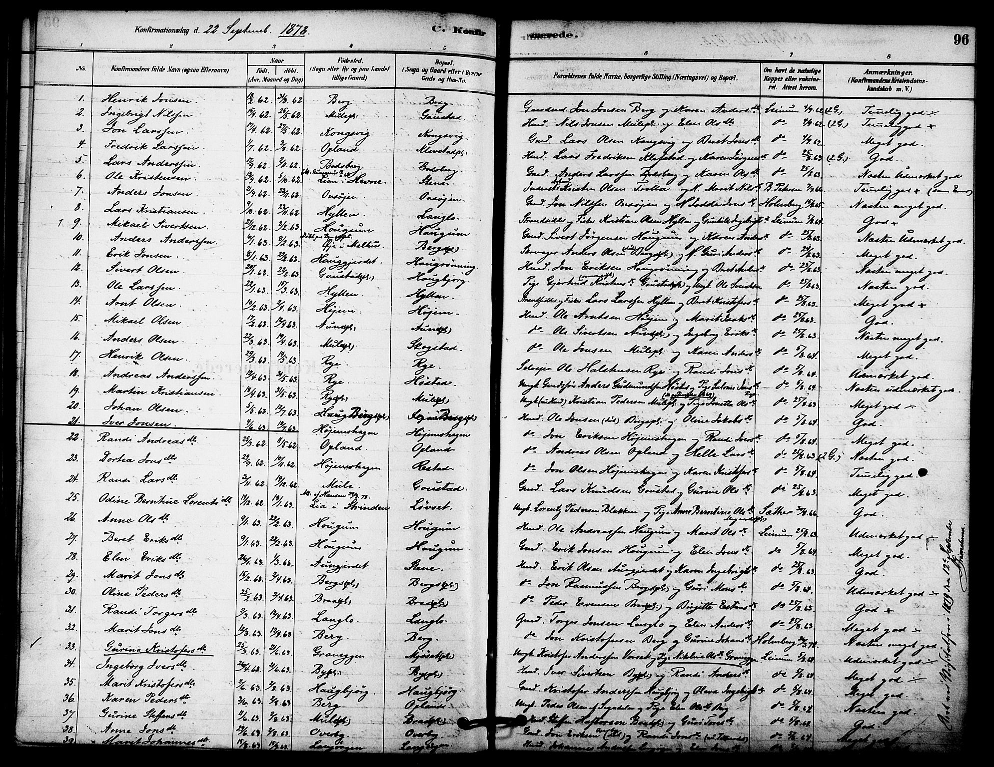 Ministerialprotokoller, klokkerbøker og fødselsregistre - Sør-Trøndelag, SAT/A-1456/612/L0378: Parish register (official) no. 612A10, 1878-1897, p. 96