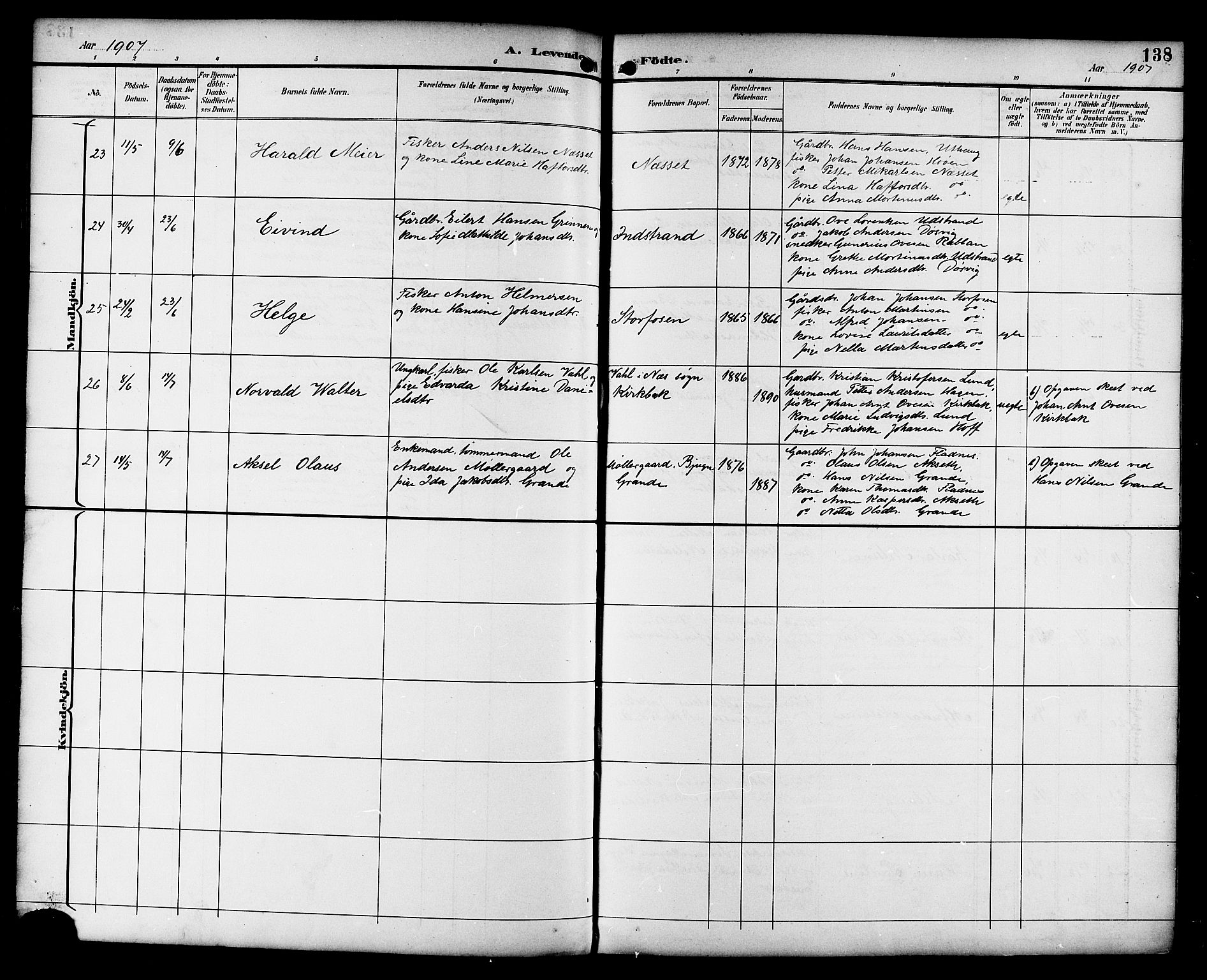 Ministerialprotokoller, klokkerbøker og fødselsregistre - Sør-Trøndelag, AV/SAT-A-1456/659/L0746: Parish register (copy) no. 659C03, 1893-1912, p. 138