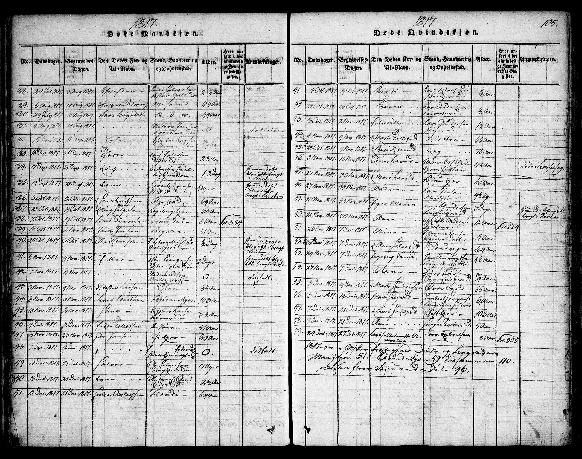 Asker prestekontor Kirkebøker, SAO/A-10256a/F/Fa/L0006: Parish register (official) no. I 6, 1814-1824, p. 105