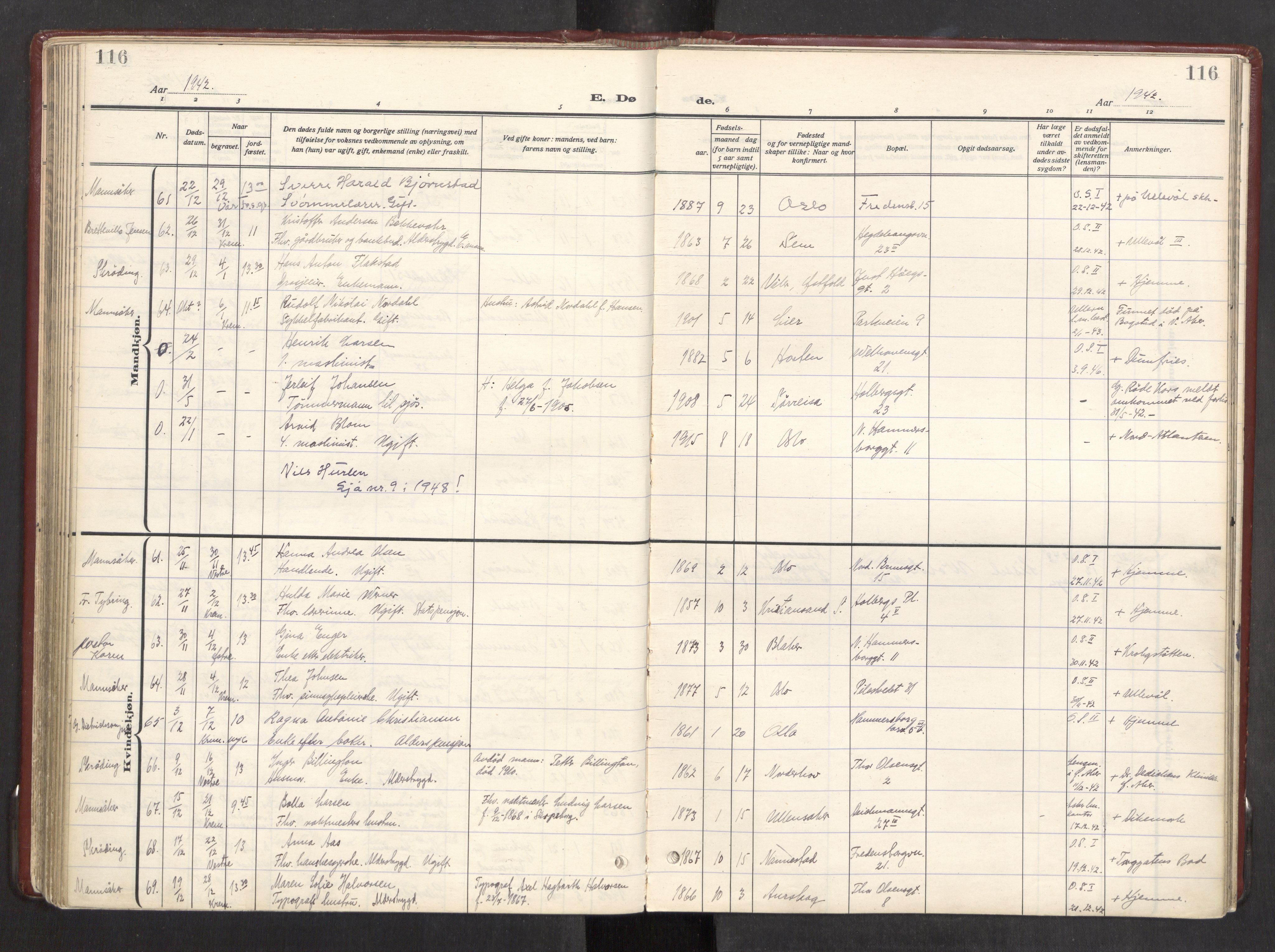 Trefoldighet prestekontor Kirkebøker, AV/SAO-A-10882/F/Fd/L0006: Parish register (official) no. IV 6, 1929-1957, p. 116