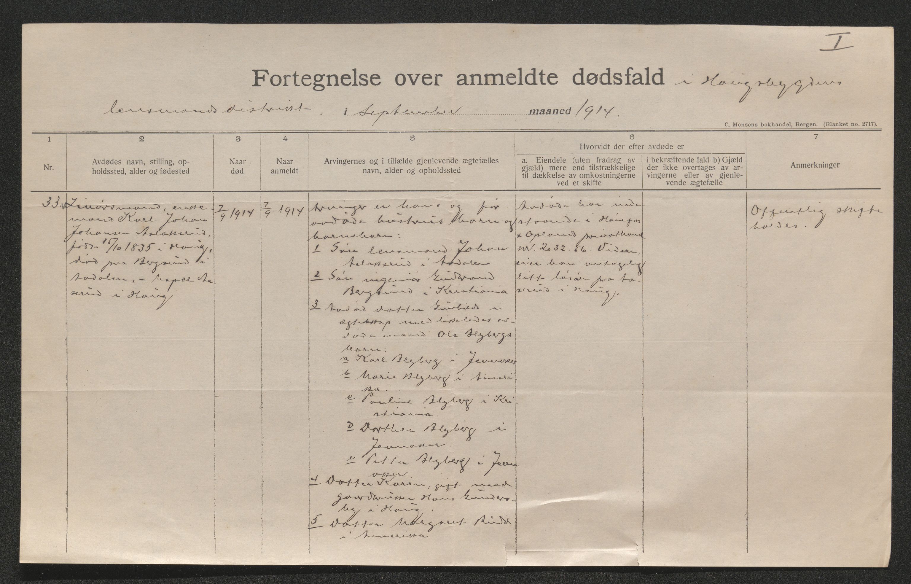 Ringerike sorenskriveri, AV/SAKO-A-105/H/Ha/Hab/L0016: Dødsfallslister Haugsbygd, 1903-1930