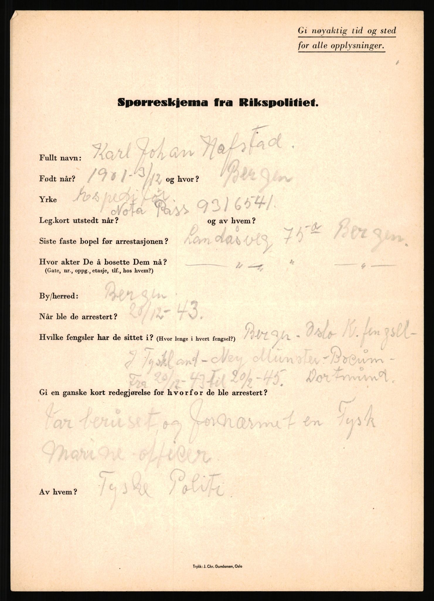 Rikspolitisjefen, AV/RA-S-1560/L/L0012: Mogensen, Øivind - Noraas, Lars, 1940-1945, p. 354