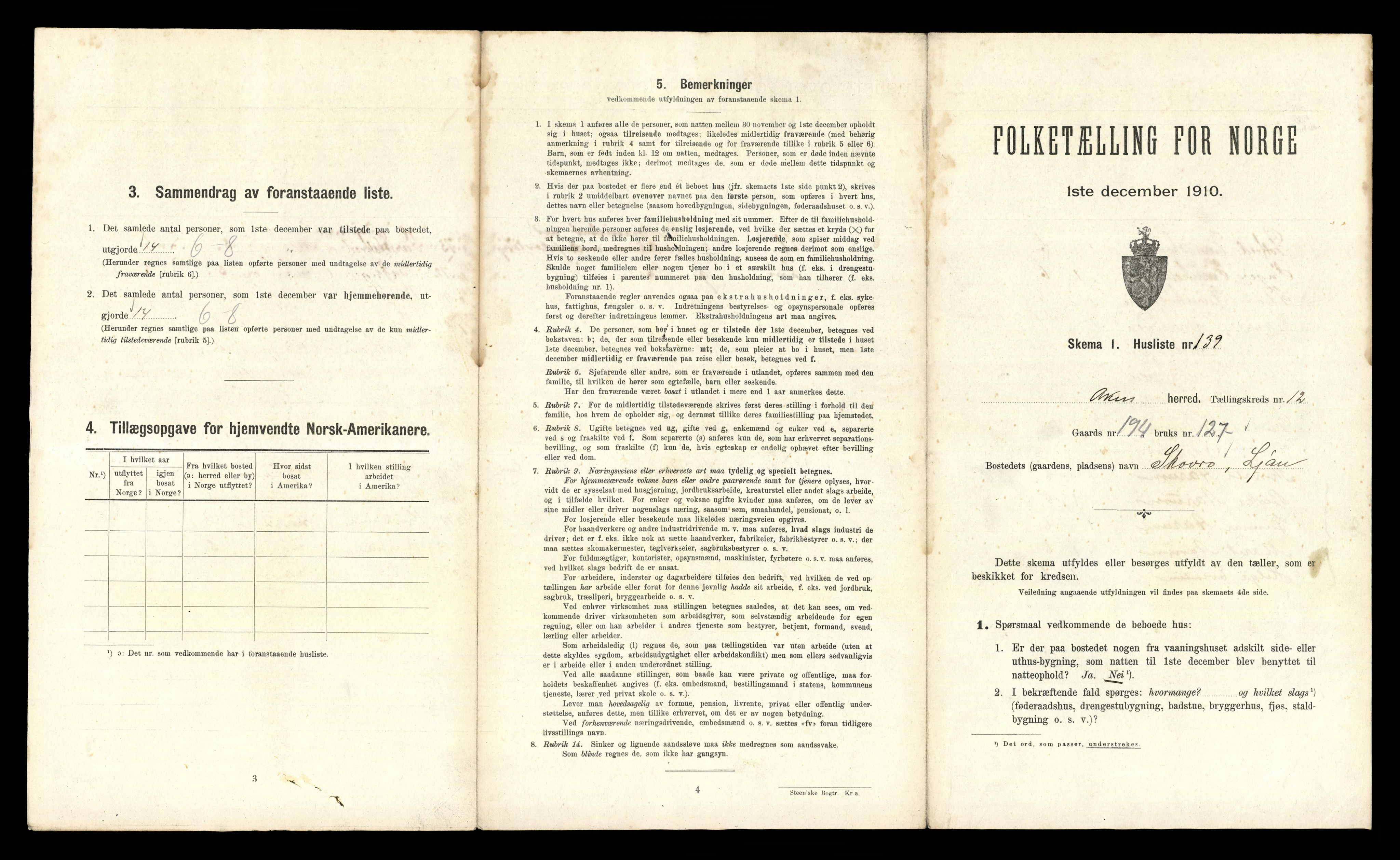 RA, 1910 census for Aker, 1910, p. 3919