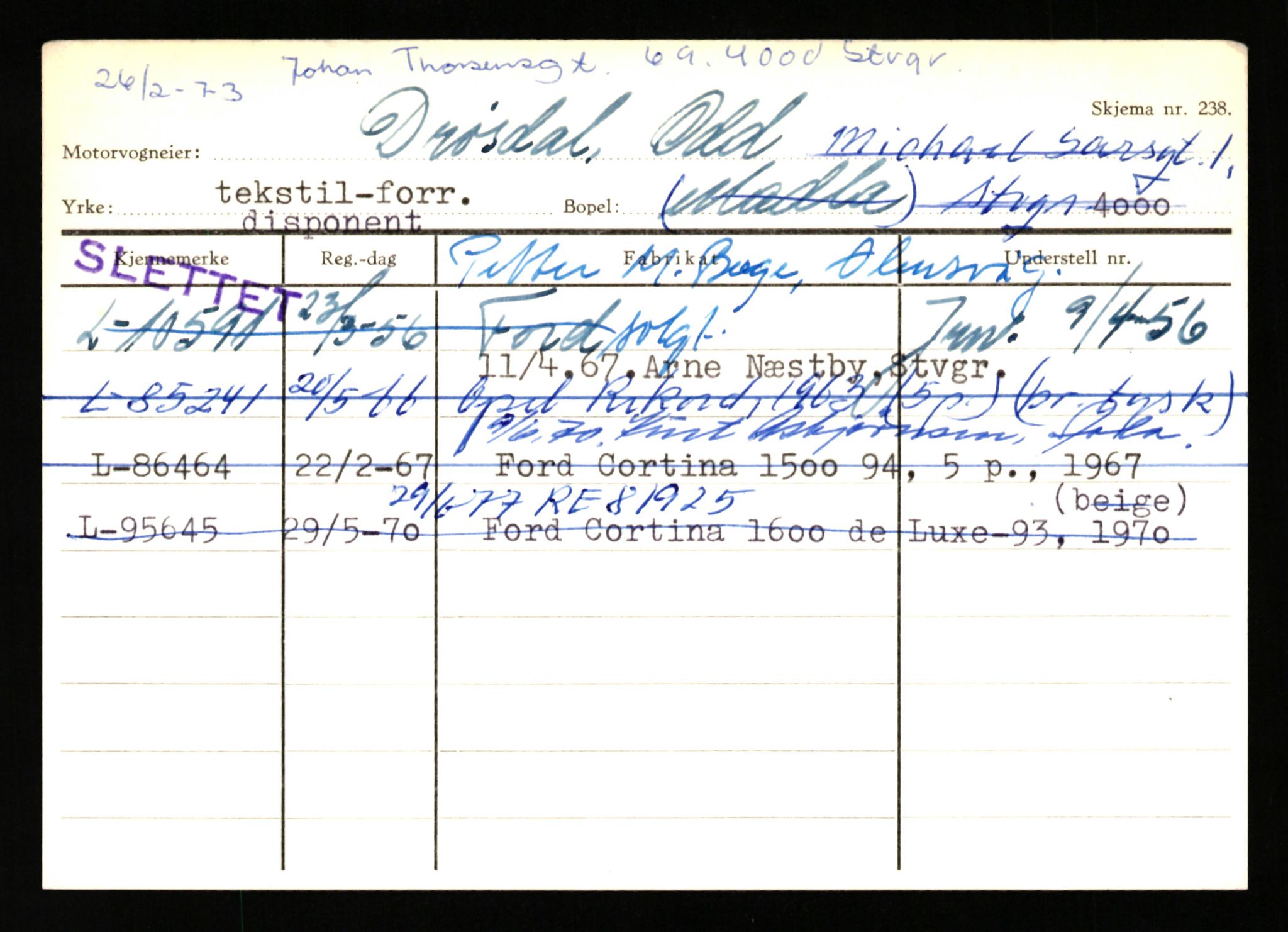 Stavanger trafikkstasjon, AV/SAST-A-101942/0/H/L0006: Dalva - Egersund, 1930-1971, p. 913