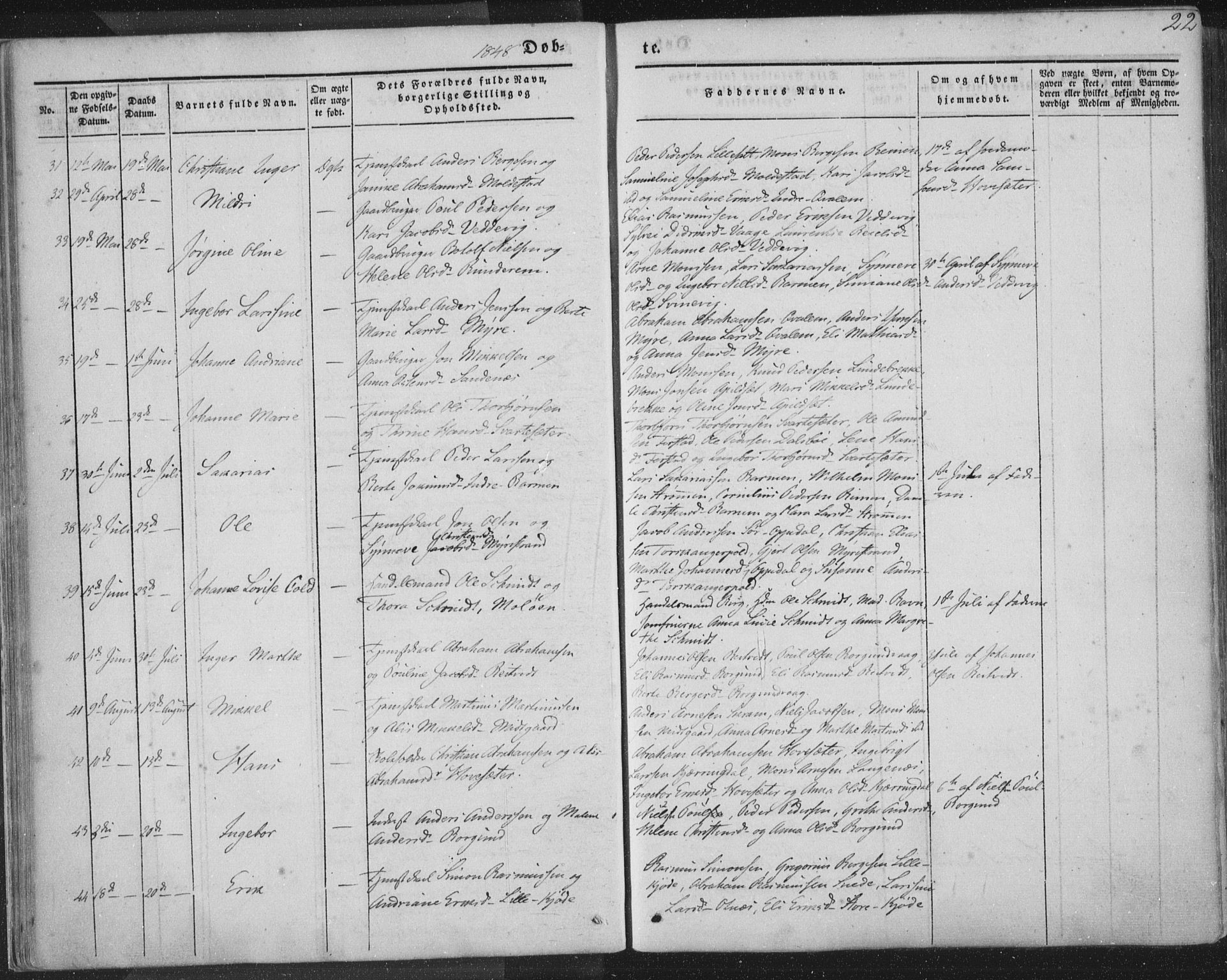 Selje sokneprestembete, AV/SAB-A-99938/H/Ha/Haa/Haaa: Parish register (official) no. A 10, 1844-1858, p. 22