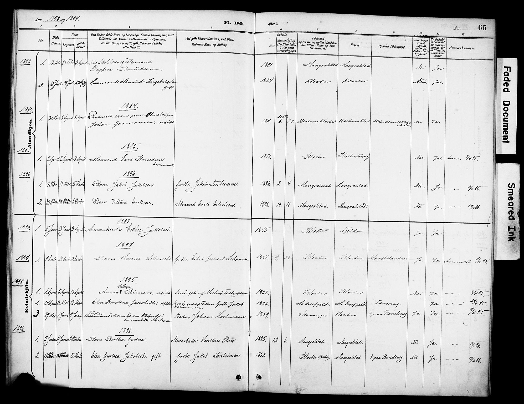 Rennesøy sokneprestkontor, SAST/A -101827/H/Ha/Haa/L0014: Parish register (official) no. A 14, 1890-1908, p. 65