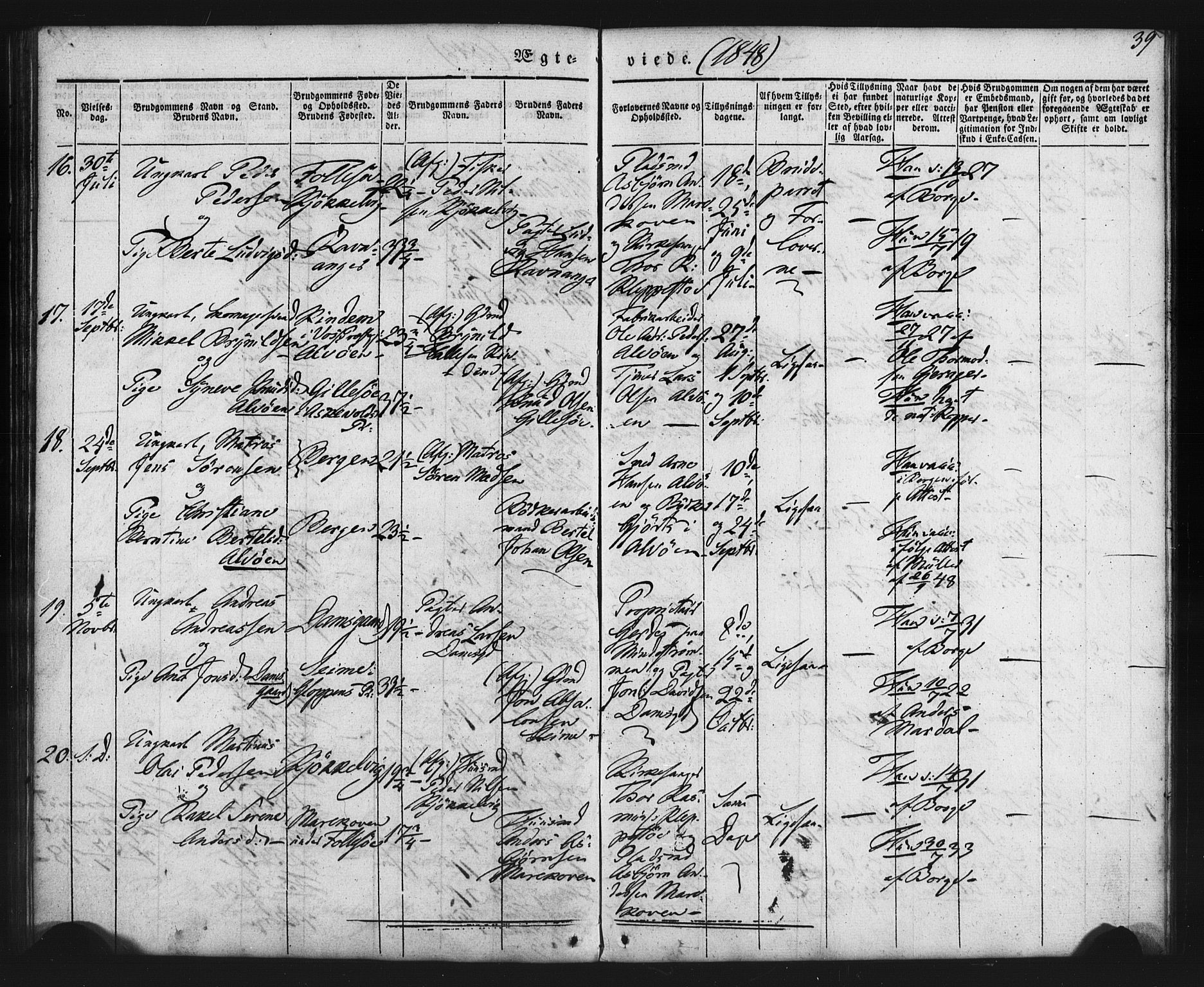 Askøy Sokneprestembete, AV/SAB-A-74101/H/Ha/Haa/Haaa/L0006: Parish register (official) no. A 6, 1840-1852, p. 39
