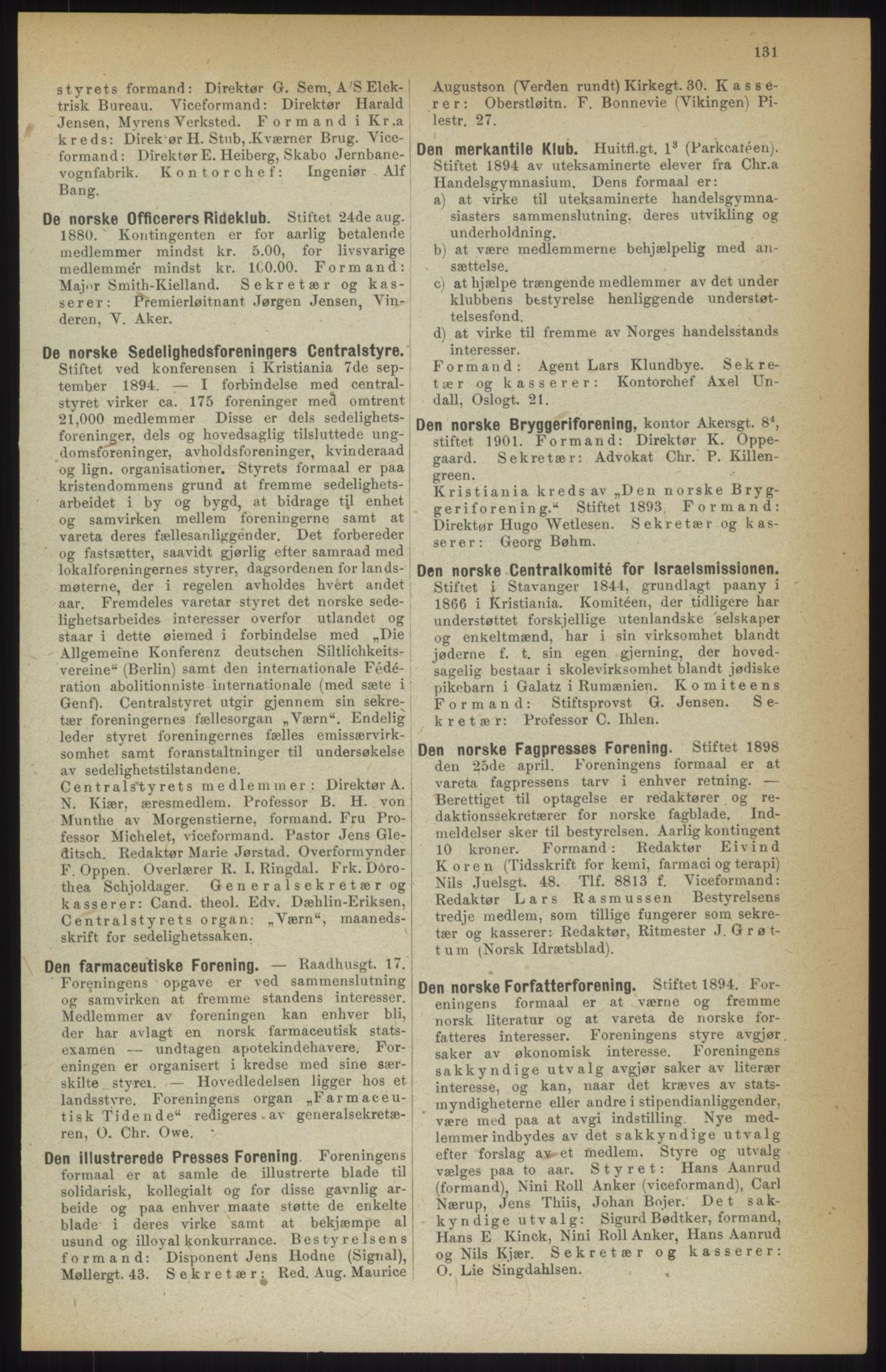 Kristiania/Oslo adressebok, PUBL/-, 1914, p. 131