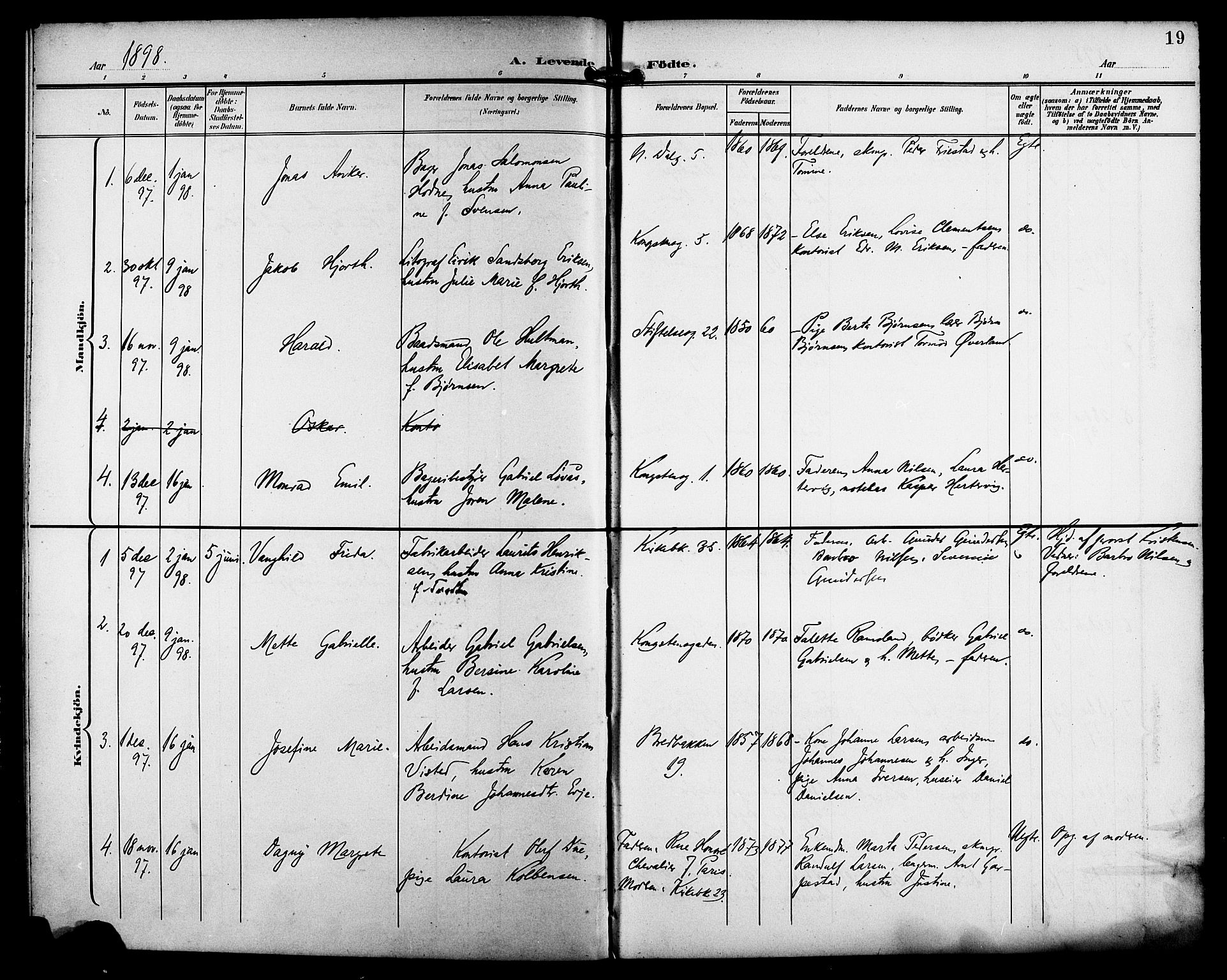 St. Petri sokneprestkontor, SAST/A-101813/001/30/30BB/L0008: Parish register (copy) no. B 8, 1897-1905, p. 19