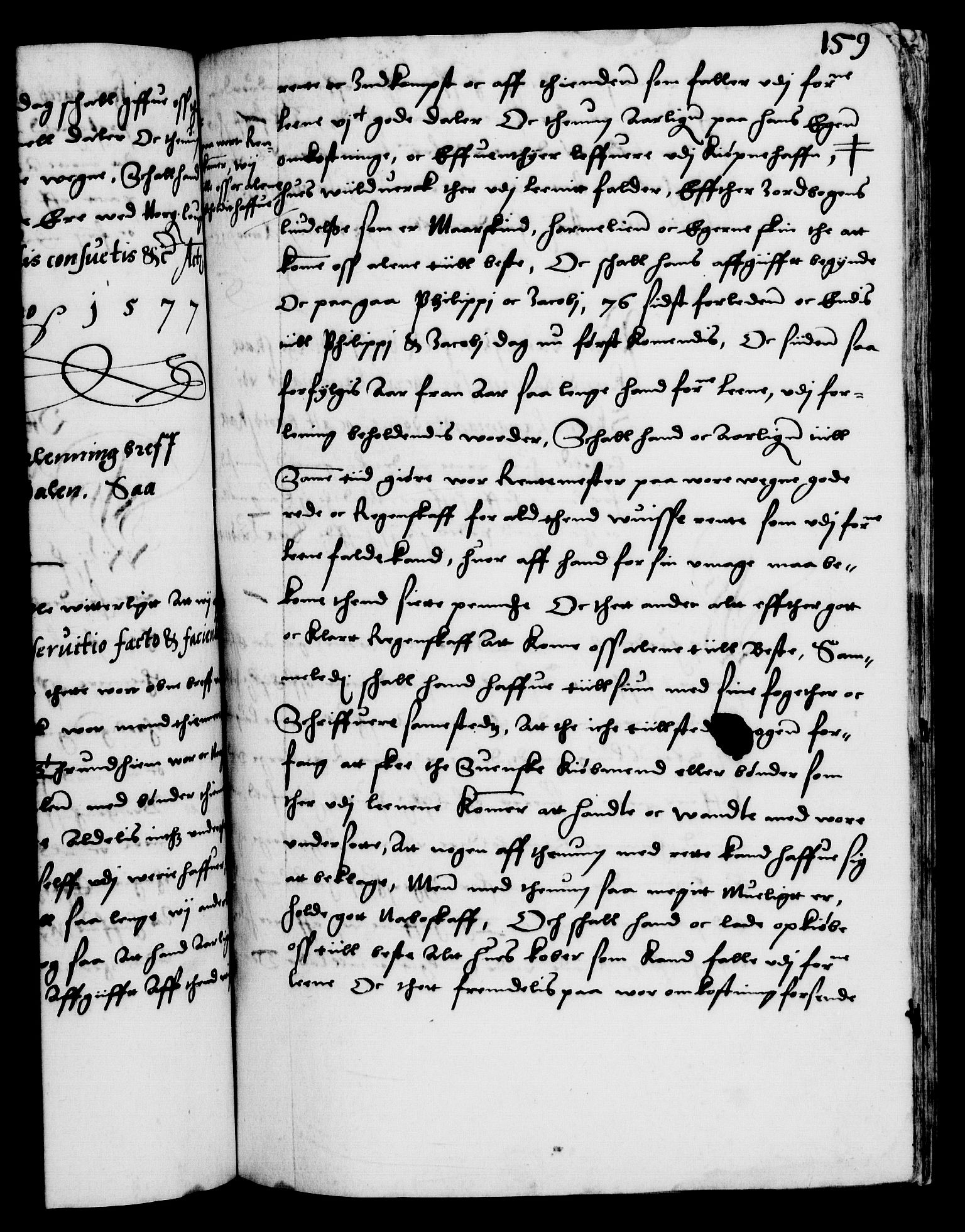 Danske Kanselli 1572-1799, RA/EA-3023/F/Fc/Fca/Fcaa/L0001: Norske registre (mikrofilm), 1572-1588, p. 159a