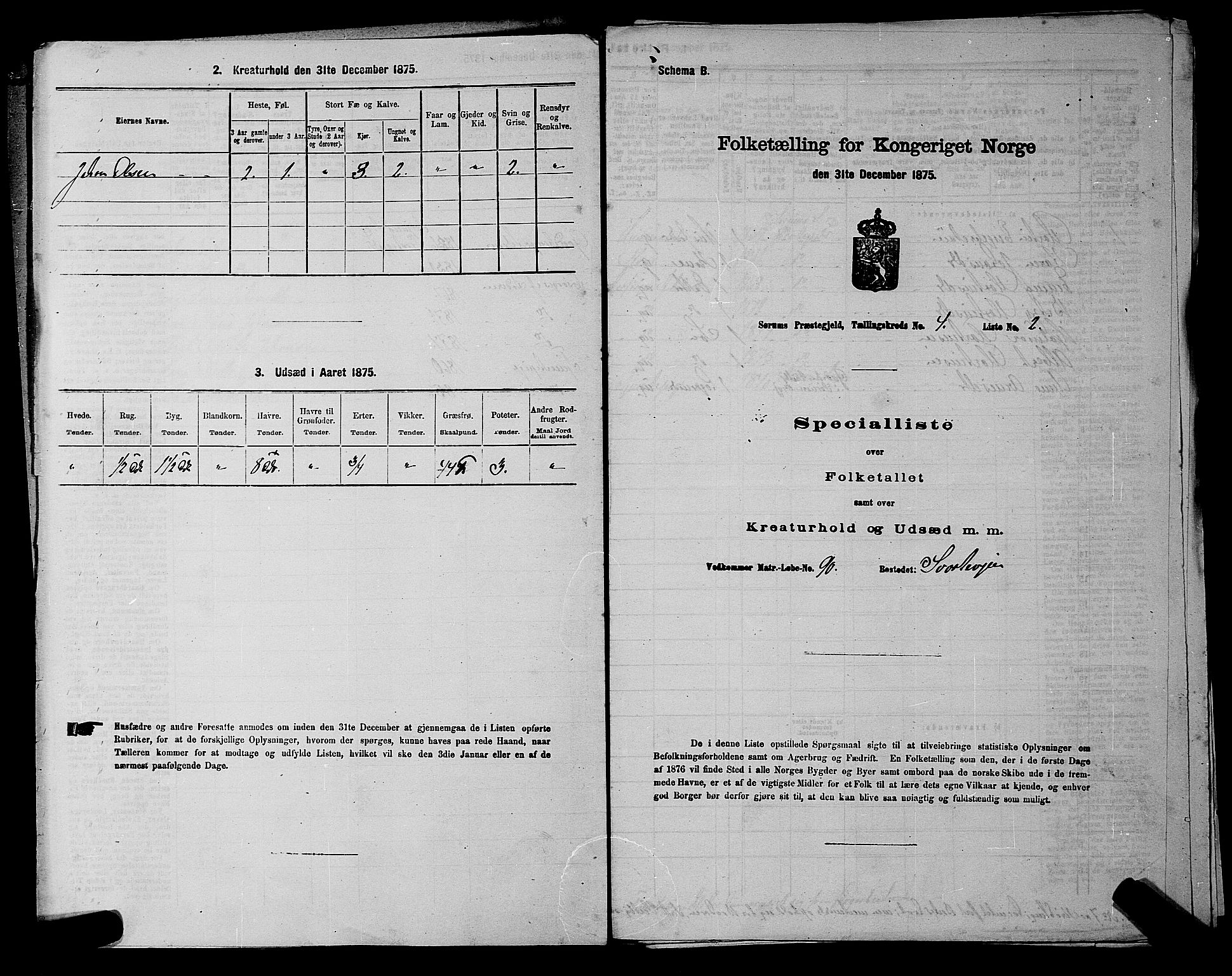 RA, 1875 census for 0226P Sørum, 1875, p. 461