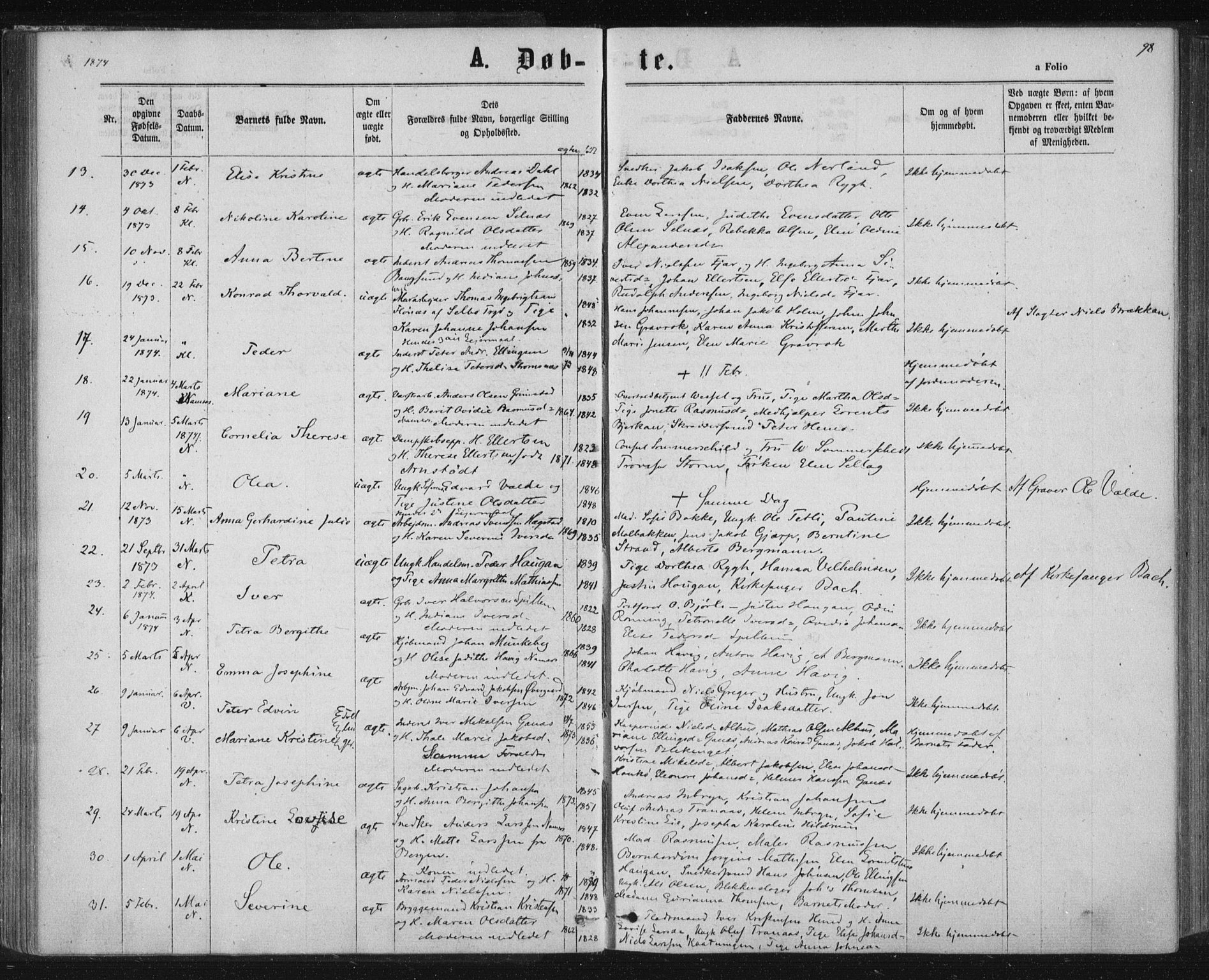 Ministerialprotokoller, klokkerbøker og fødselsregistre - Nord-Trøndelag, SAT/A-1458/768/L0570: Parish register (official) no. 768A05, 1865-1874, p. 98
