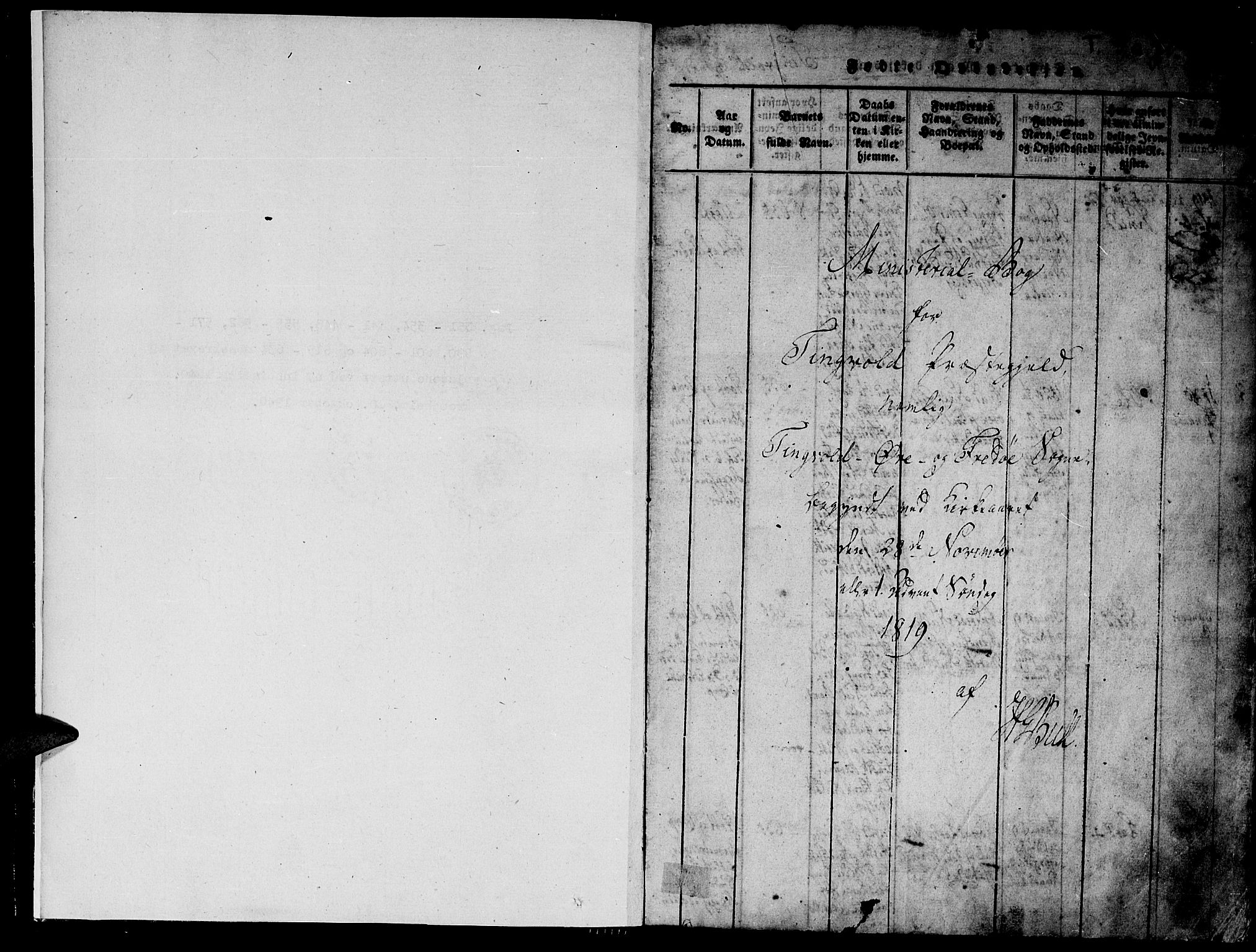 Ministerialprotokoller, klokkerbøker og fødselsregistre - Møre og Romsdal, AV/SAT-A-1454/586/L0982: Parish register (official) no. 586A08, 1819-1829, p. 1