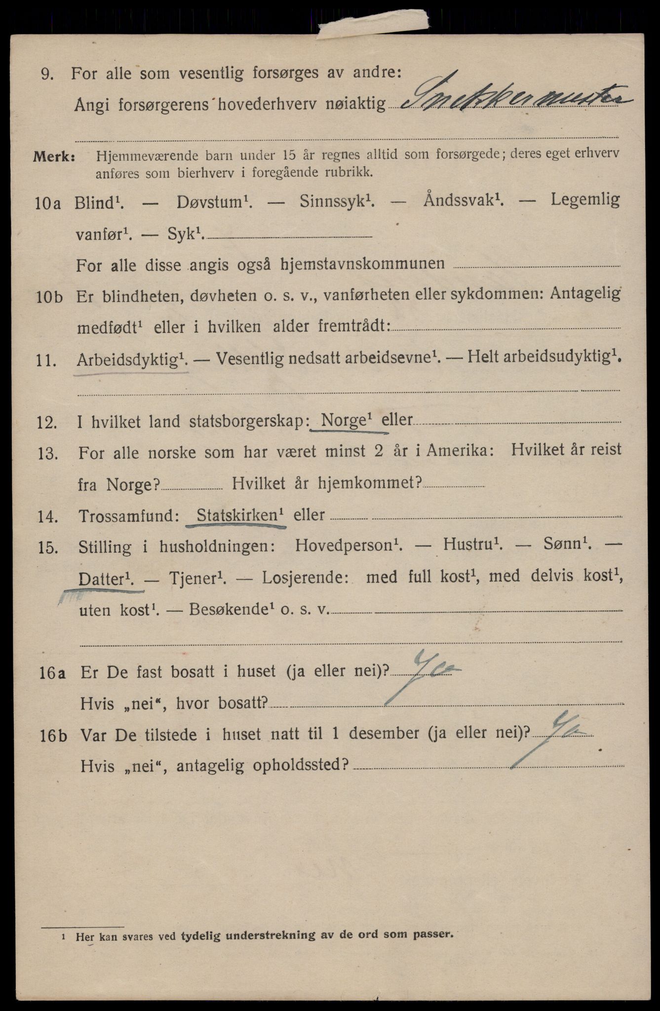 SAST, 1920 census for Sandnes, 1920, p. 5789