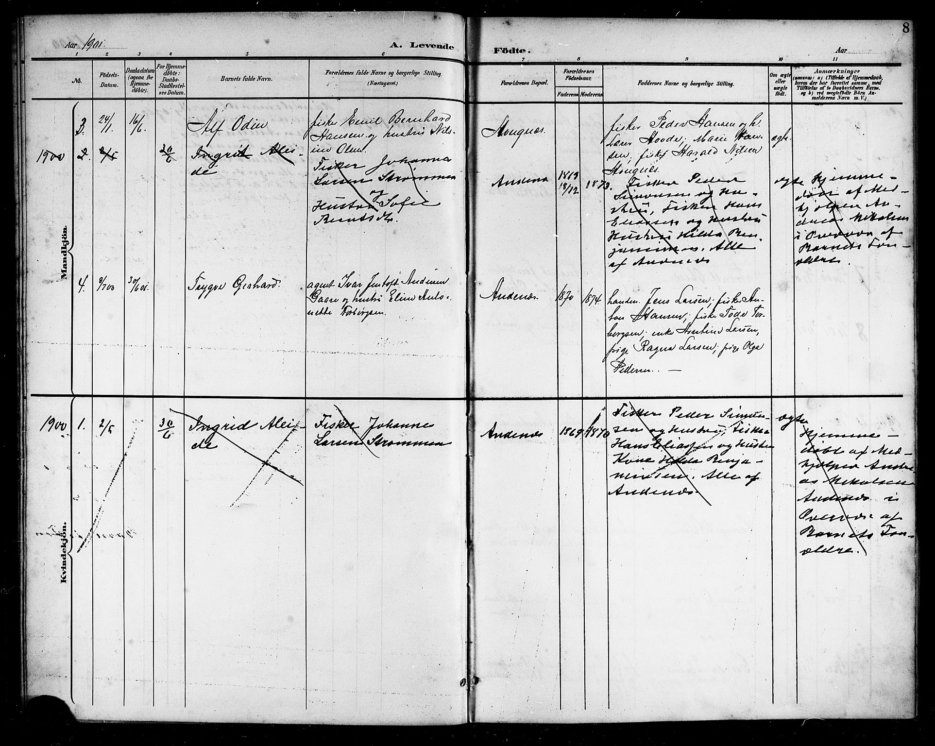 Ministerialprotokoller, klokkerbøker og fødselsregistre - Nordland, SAT/A-1459/899/L1449: Parish register (copy) no. 899C04, 1900-1918, p. 8