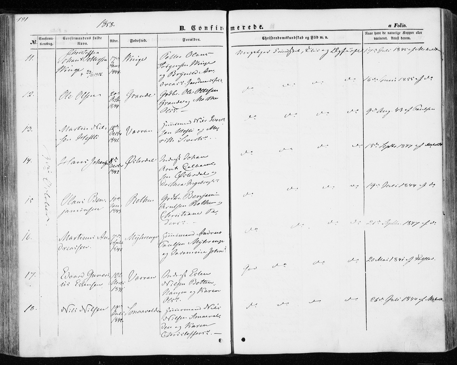 Ministerialprotokoller, klokkerbøker og fødselsregistre - Nord-Trøndelag, SAT/A-1458/701/L0008: Parish register (official) no. 701A08 /1, 1854-1863, p. 191