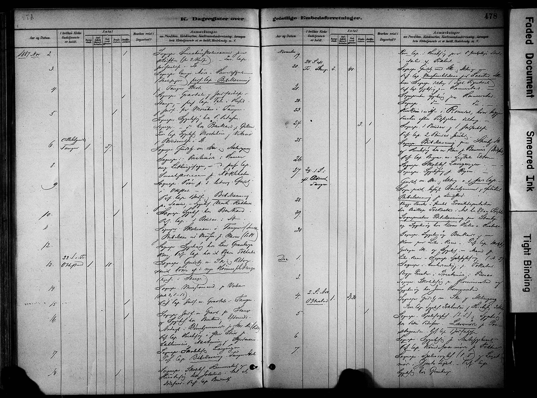 Stange prestekontor, SAH/PREST-002/K/L0017: Parish register (official) no. 17, 1880-1893, p. 478