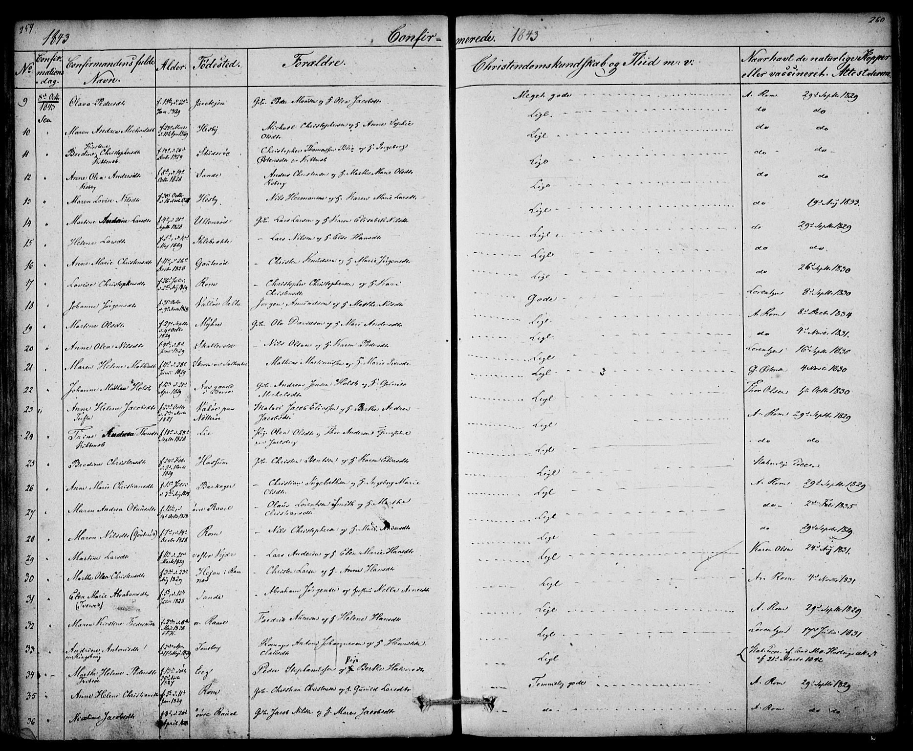 Sem kirkebøker, AV/SAKO-A-5/F/Fa/L0006: Parish register (official) no. I 6, 1843-1855, p. 259-260