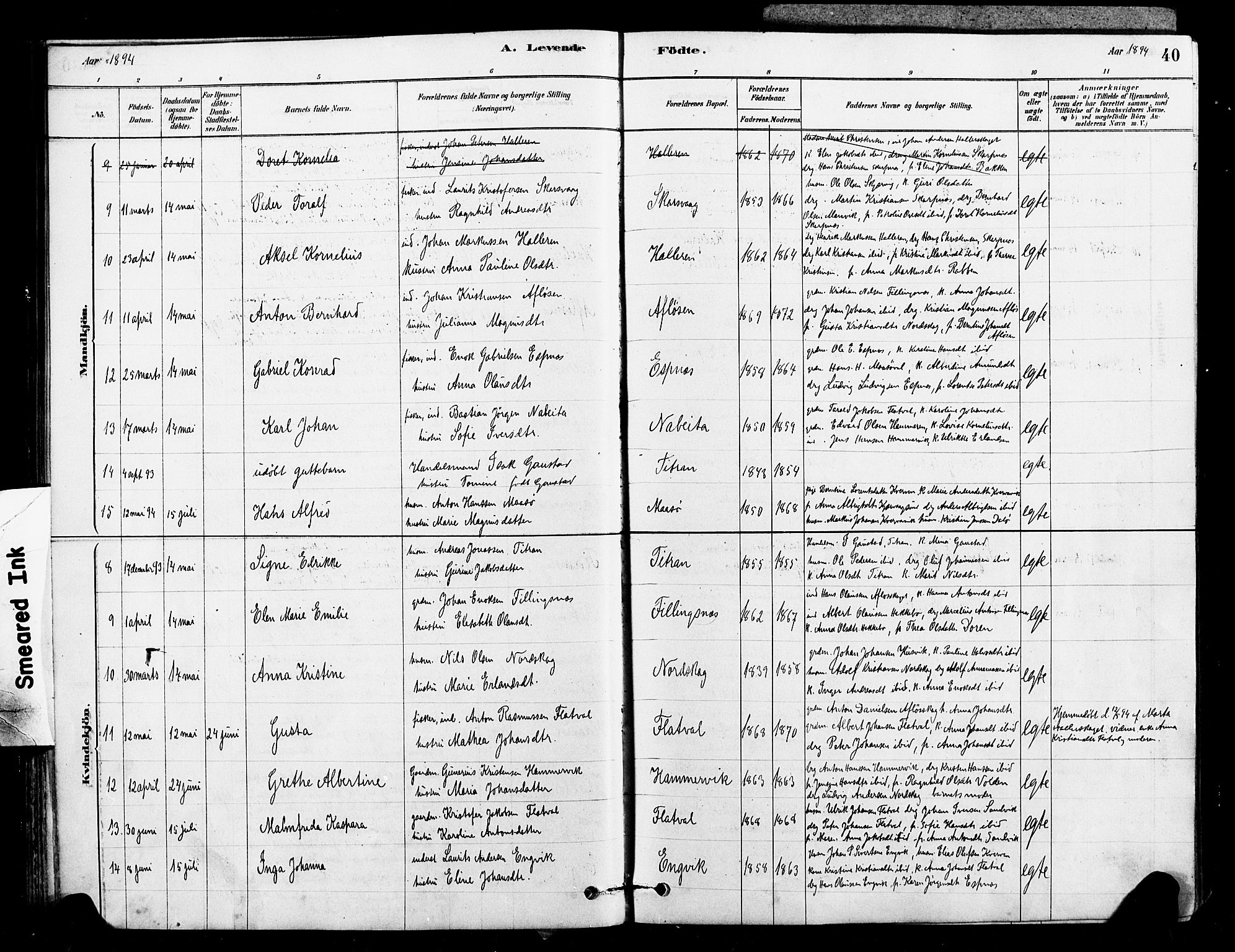 Ministerialprotokoller, klokkerbøker og fødselsregistre - Sør-Trøndelag, SAT/A-1456/641/L0595: Parish register (official) no. 641A01, 1882-1897, p. 40
