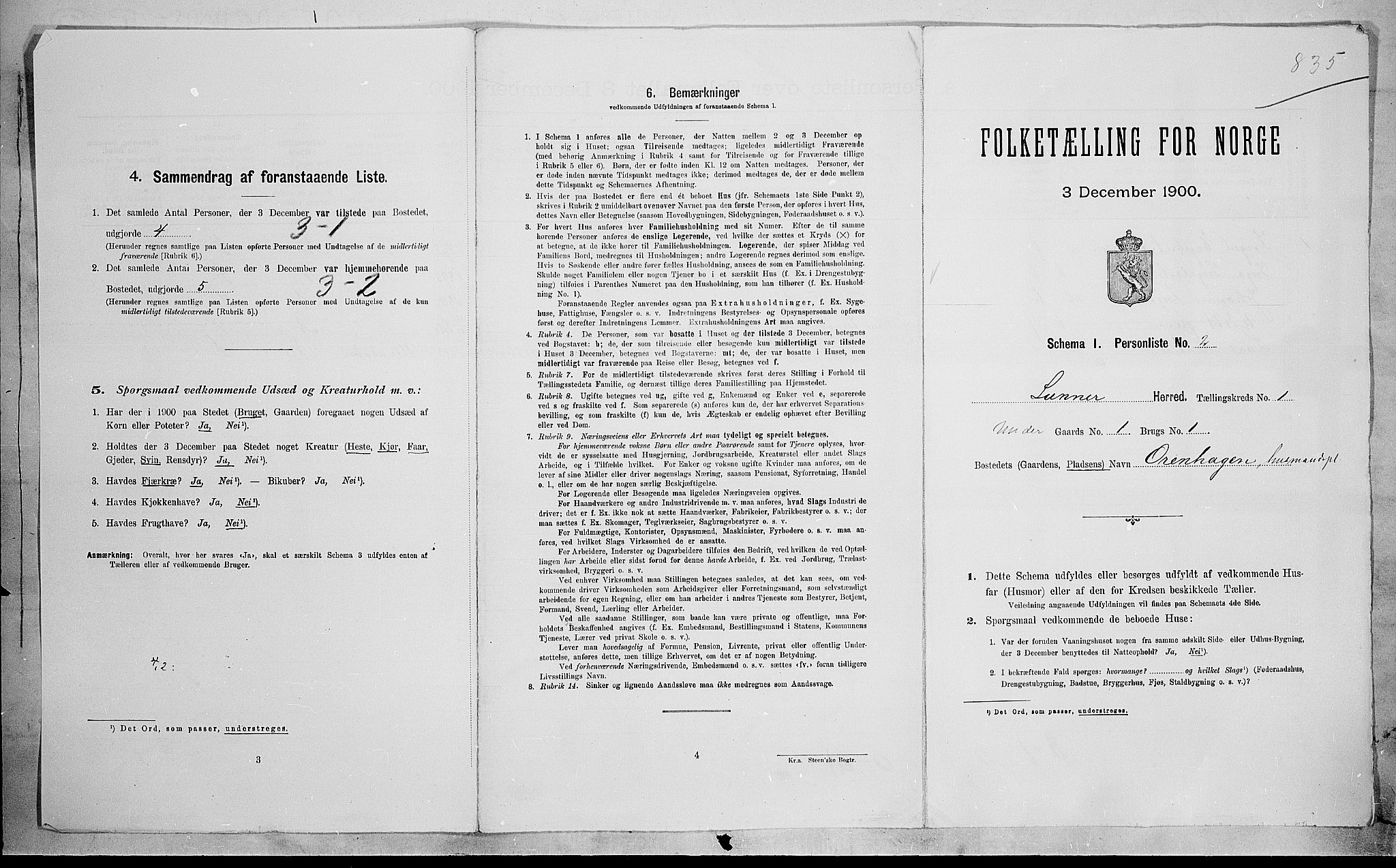 SAH, 1900 census for Lunner, 1900, p. 32