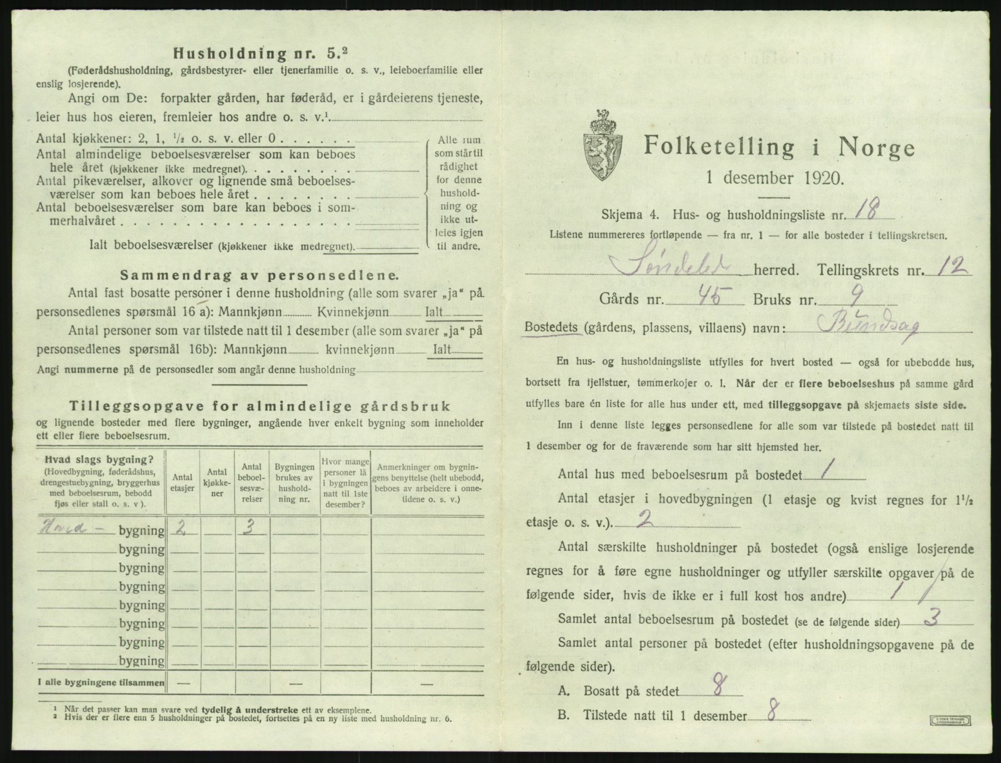 SAK, 1920 census for Søndeled, 1920, p. 989