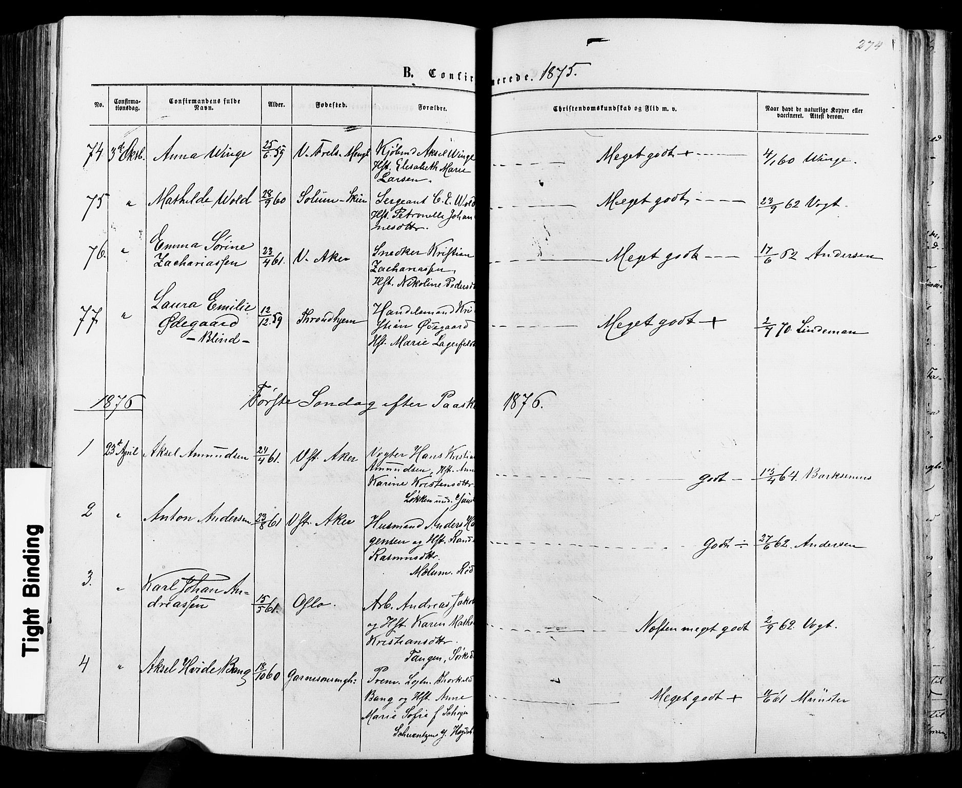 Vestre Aker prestekontor Kirkebøker, SAO/A-10025/F/Fa/L0005: Parish register (official) no. 5, 1859-1877, p. 274