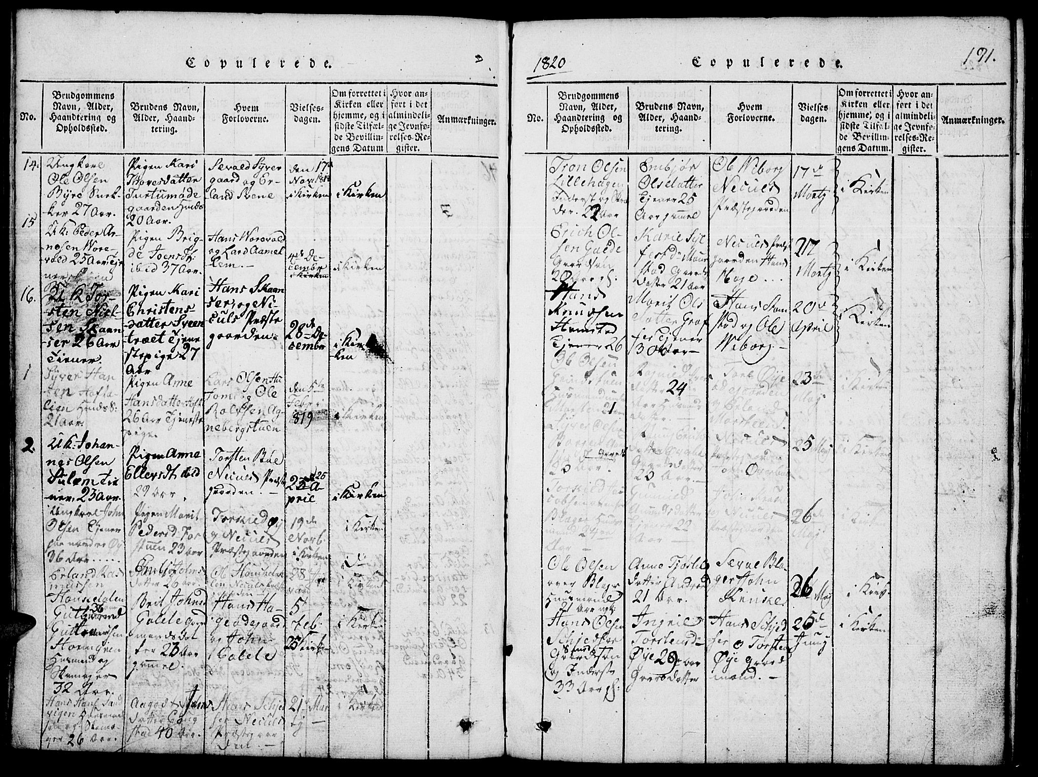 Lom prestekontor, SAH/PREST-070/L/L0001: Parish register (copy) no. 1, 1815-1836, p. 191