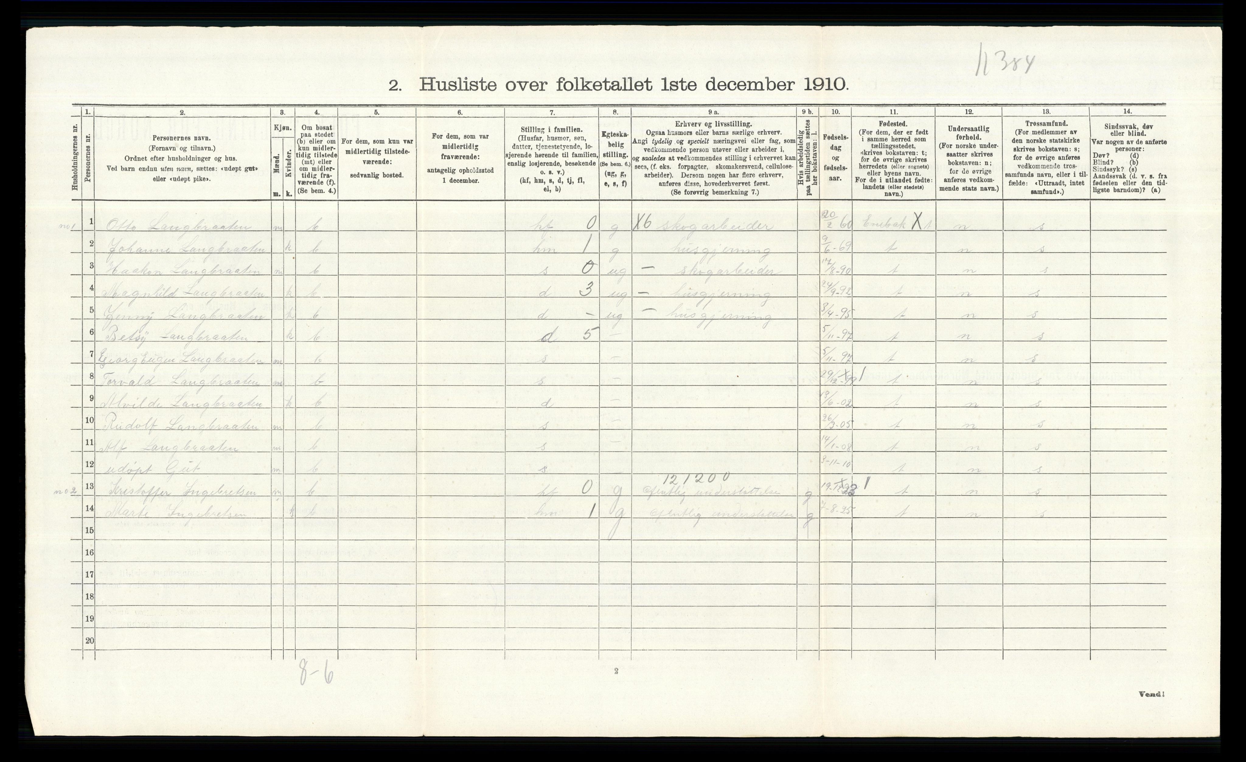 RA, 1910 census for Enebakk, 1910, p. 1112