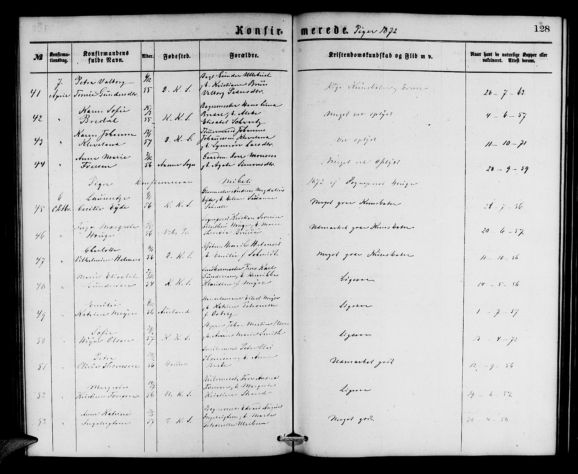 Korskirken sokneprestembete, AV/SAB-A-76101/H/Hab: Parish register (copy) no. C 2, 1869-1879, p. 128